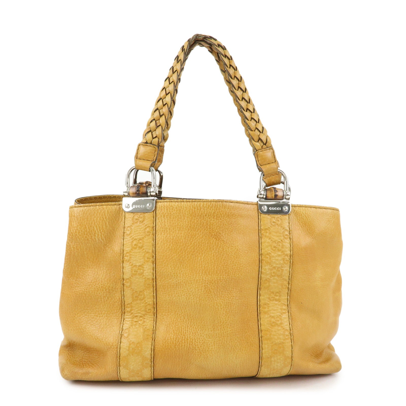 GUCCI Bamboo Bar Guccissima Leather Tote Bag Mustard 232947