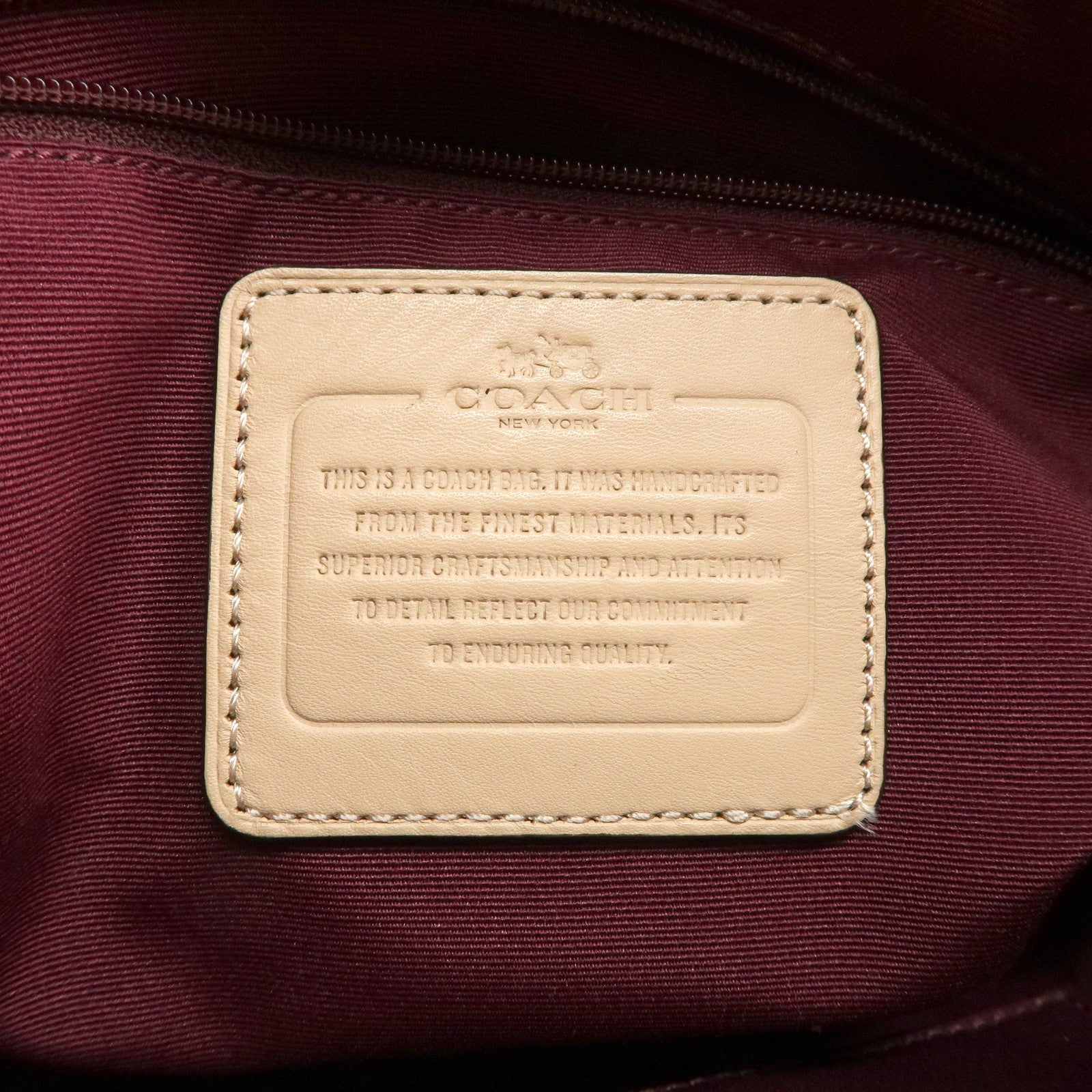 COACH Signature PVC Patent Leather 2Way Shoulder Bag Hand Bag Beige