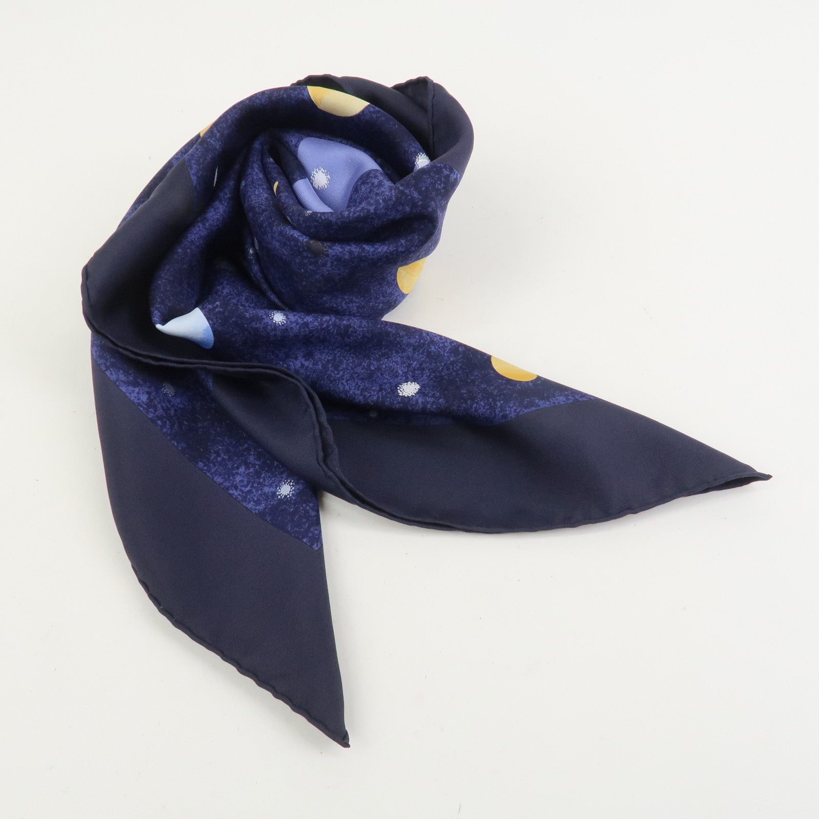 HERMES Carre 90 Silk 100% LA VOIE LACTEE Scarf Navy