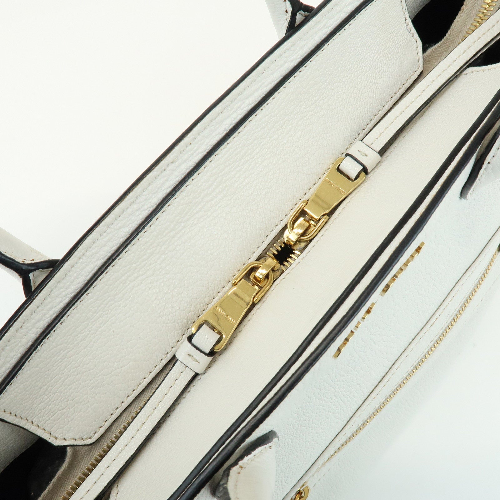 MIU MIU Madras Leather 2Way Bag Hand Bag Shoulder Bag White
