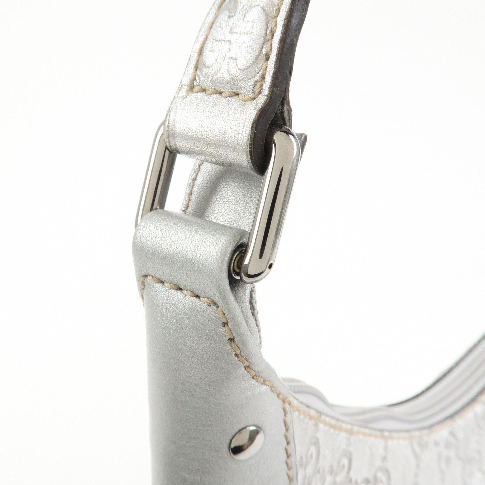 GUCCI Guccissima Leather Shoulder Bag Hand Bag Silver 239379