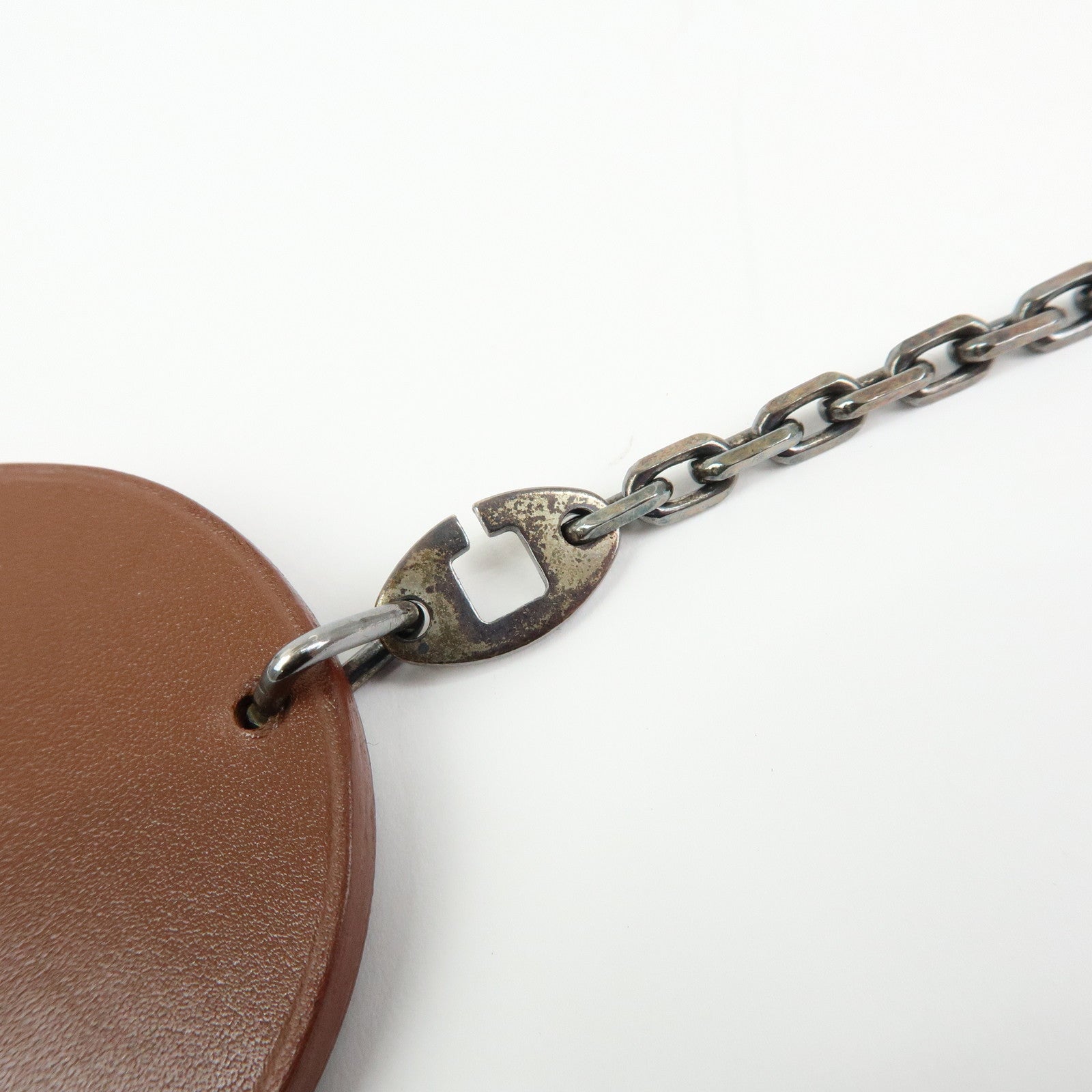 HERMES Leather Bag Charm Key Holder Monkey Brown Yellow