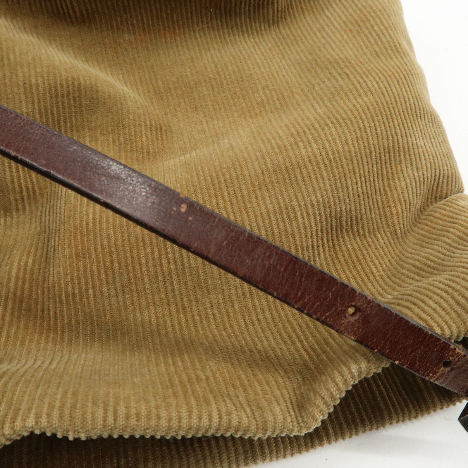 FENDI Corduroy Leather Shoulder Bag Hand Bag Brown 26778