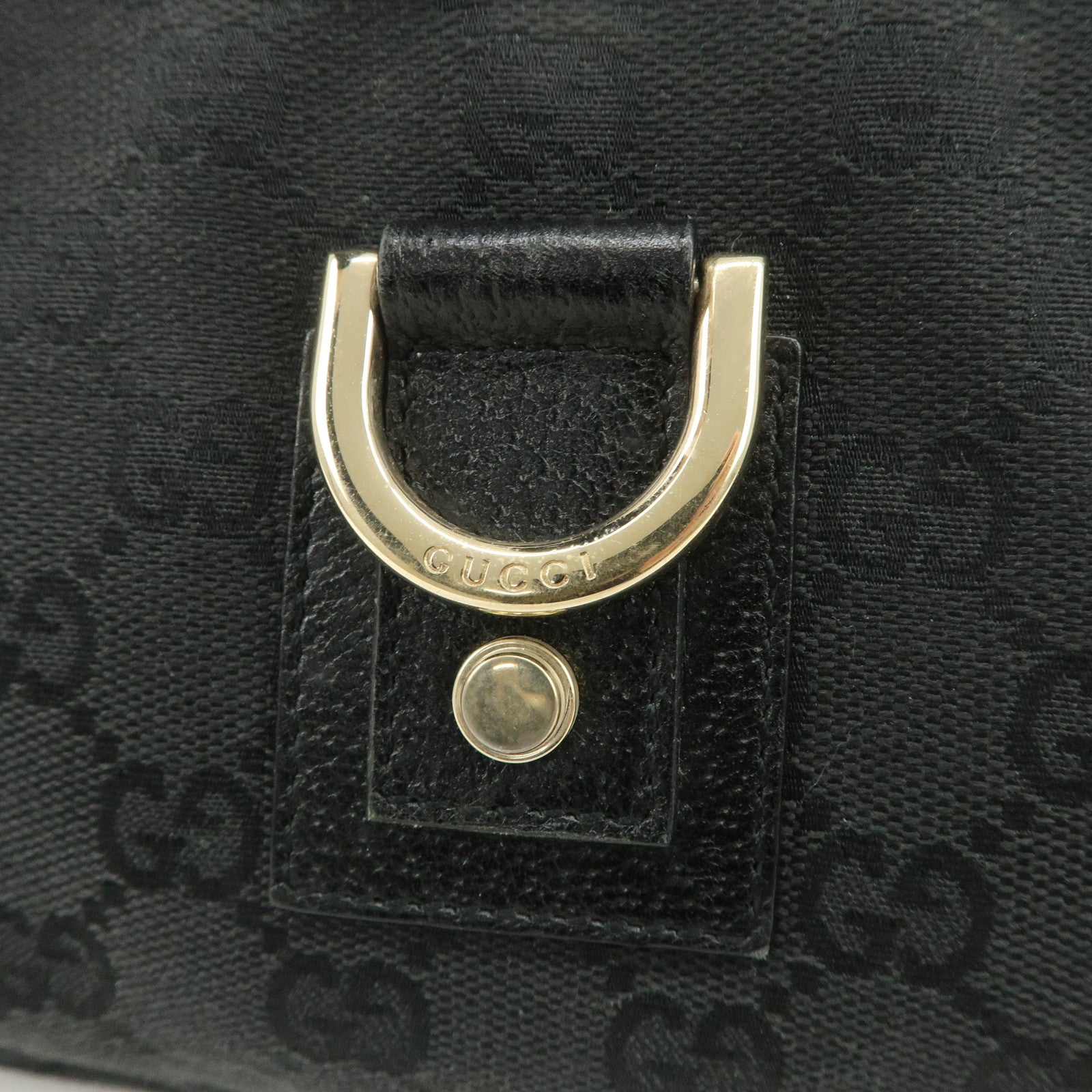 GUCCI Abbey GG Canvas Leather One Shoulder Bag Black Gold Hardware 130939 Used