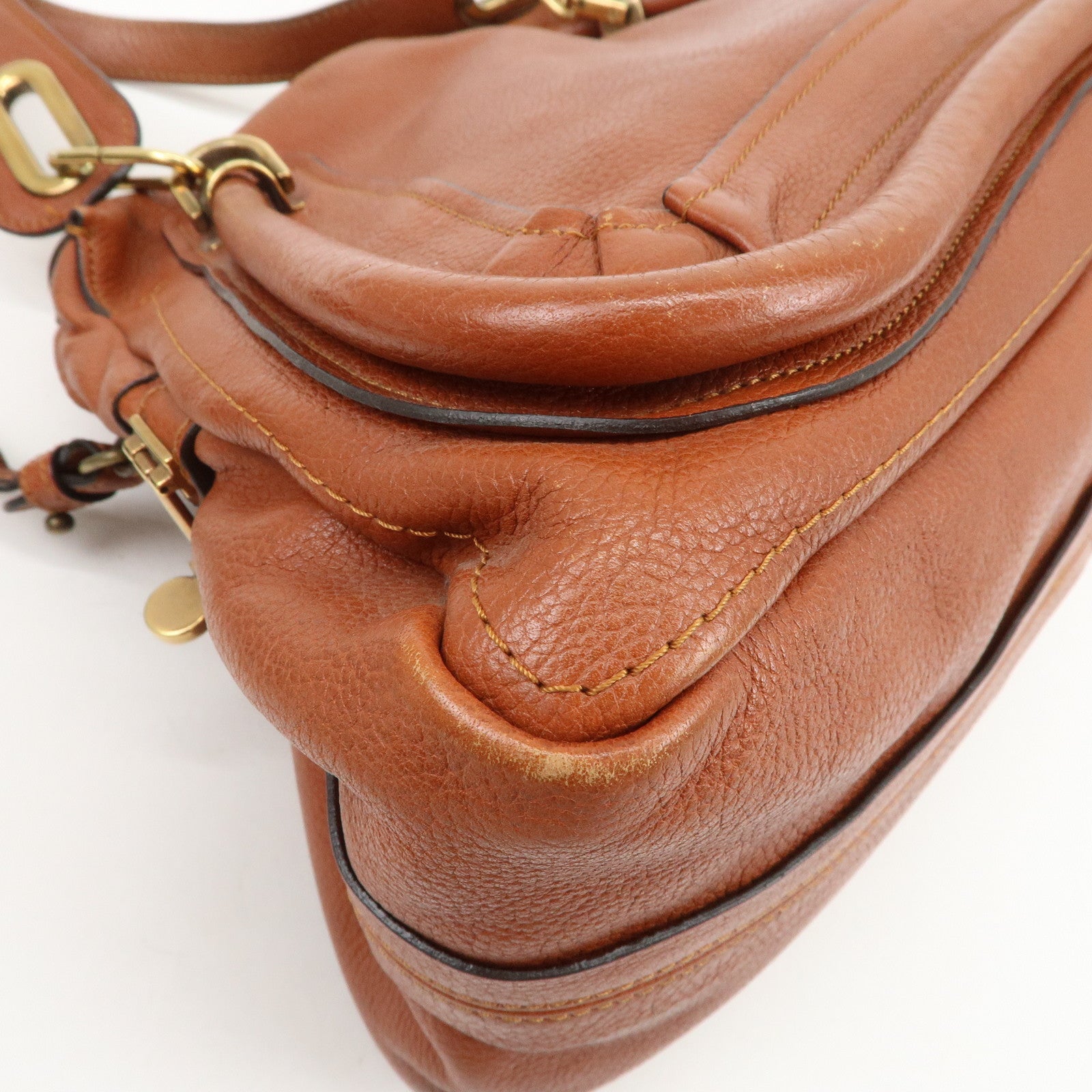 Chloe Paraty Leather 2Way Bag Shoulder Bag Hand Bag Brown