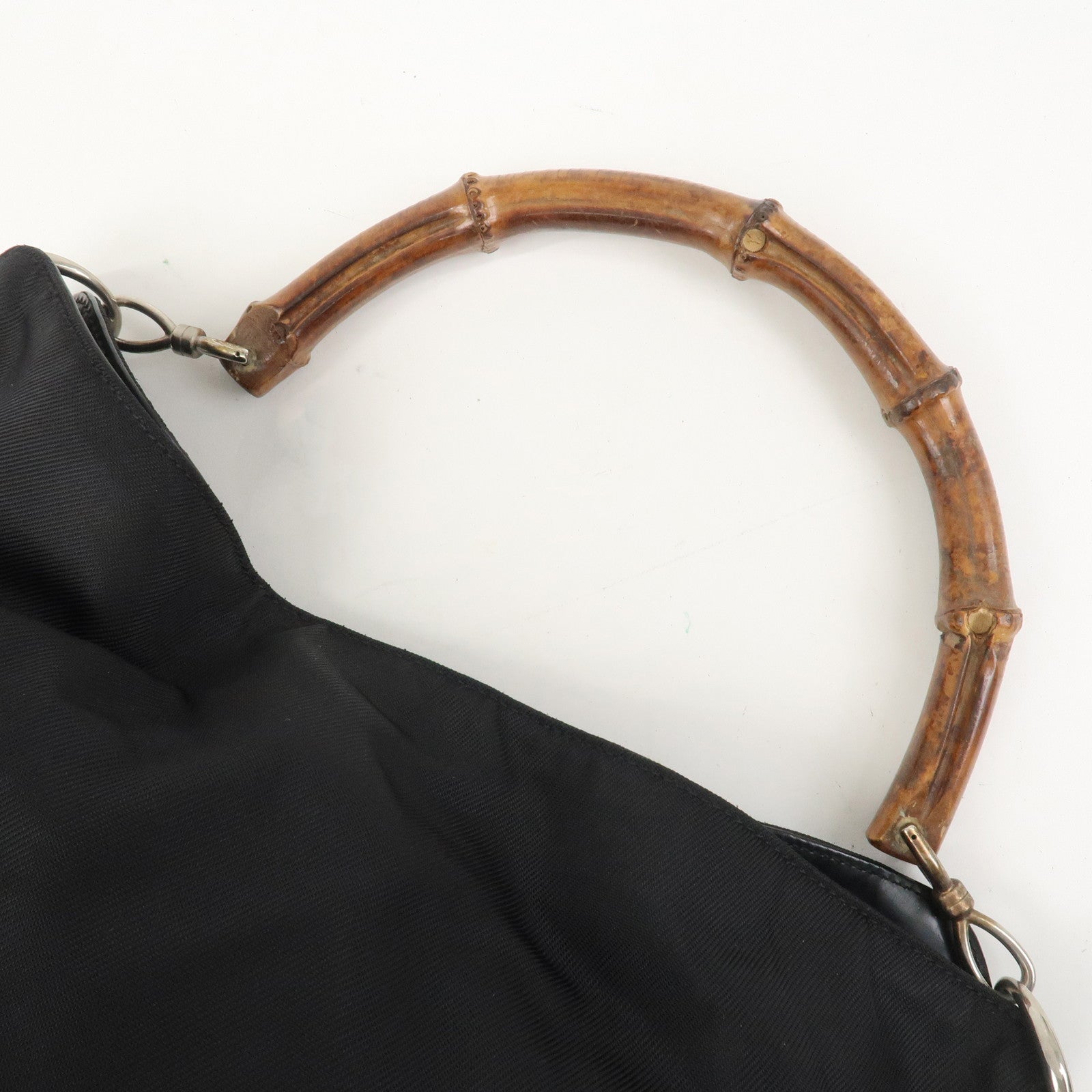 GUCCI Bamboo Nylon 2Way Bag Hand Bag Shoulder Bag 001.2404