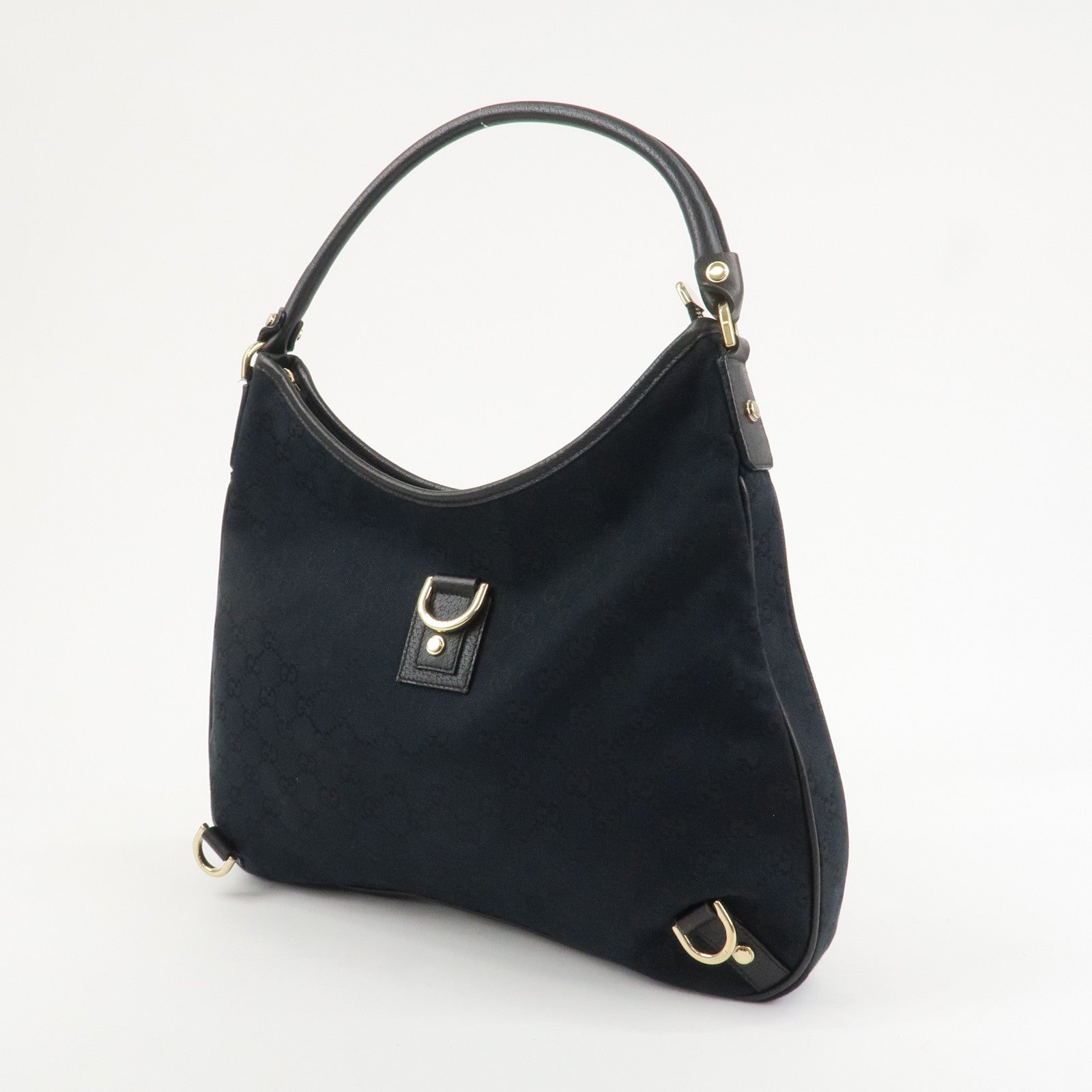 GUCCI Abbey GG Canvas Leather Shoulder Bag Hand Bag Black 130737