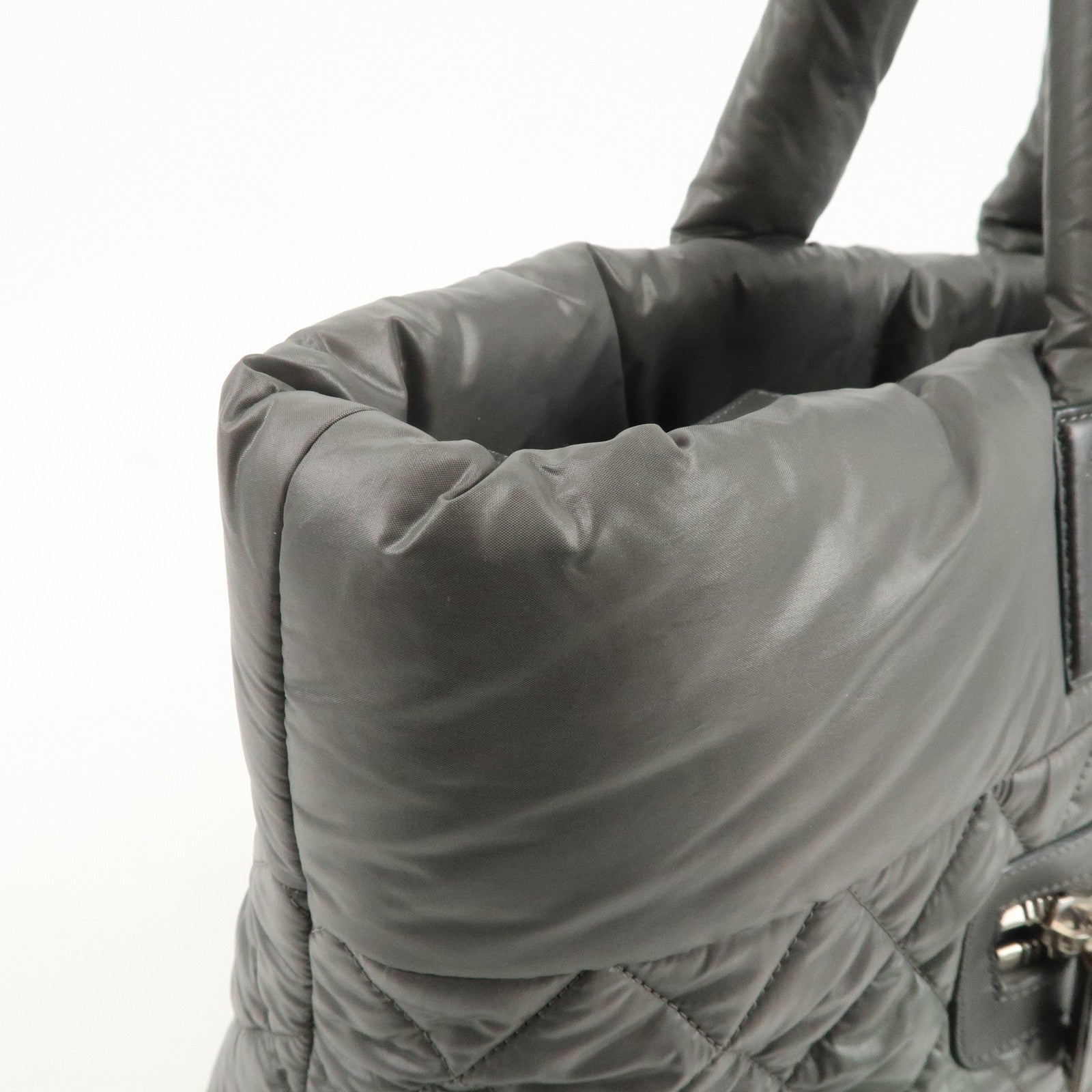 CHANEL COCO Cocoon Nylon Leather Medium Tote Bag Hand Bag A48611