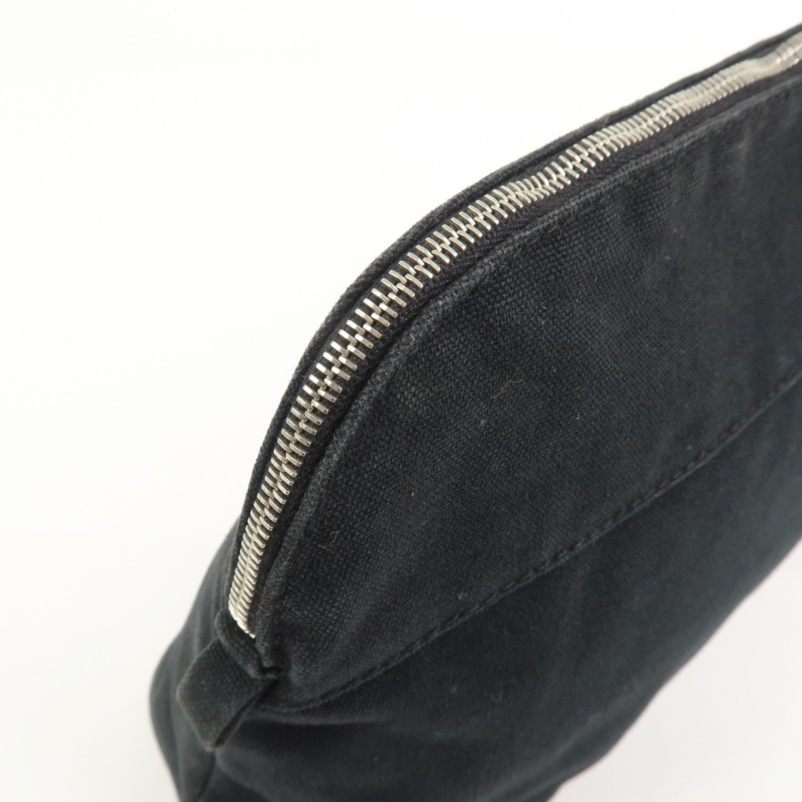 HERMES Canvas Leather Bolide Pouch MM Cosmetic Pouch Black