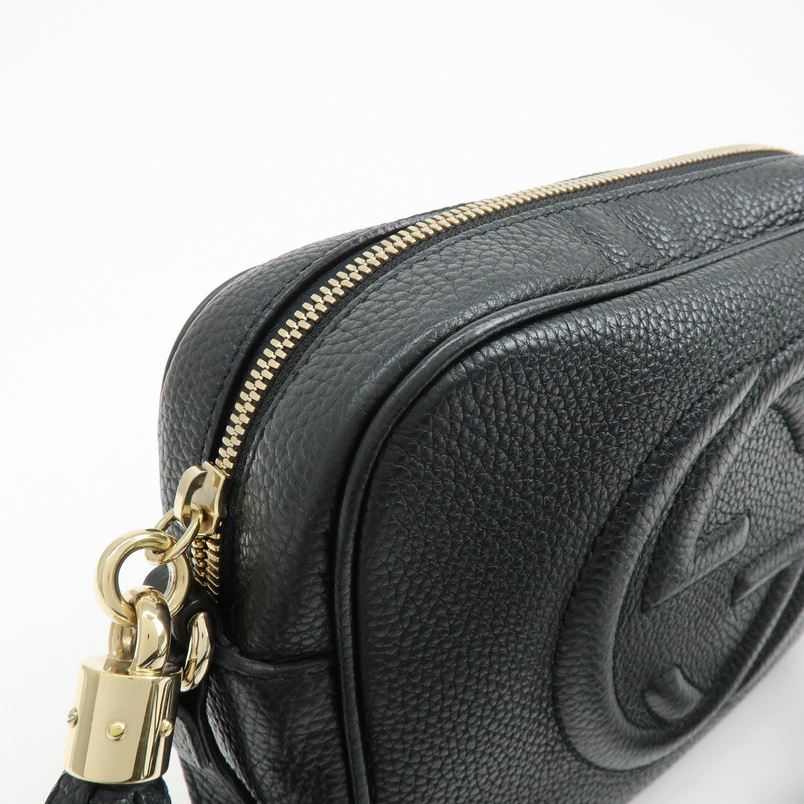 GUCCI SOHO Leather Shoulder Crossbody Bag Black 308364