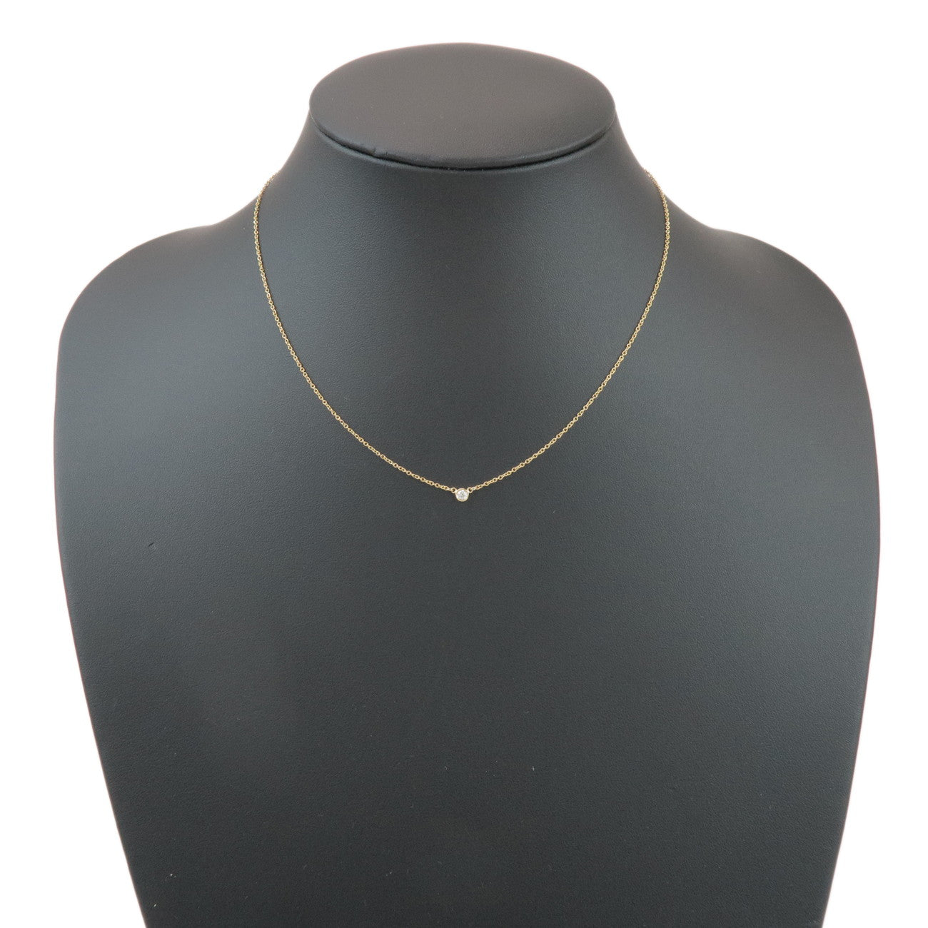 Tiffany & Co By The Yard 1P Diamond Necklace K18 750YG Yellow Gold