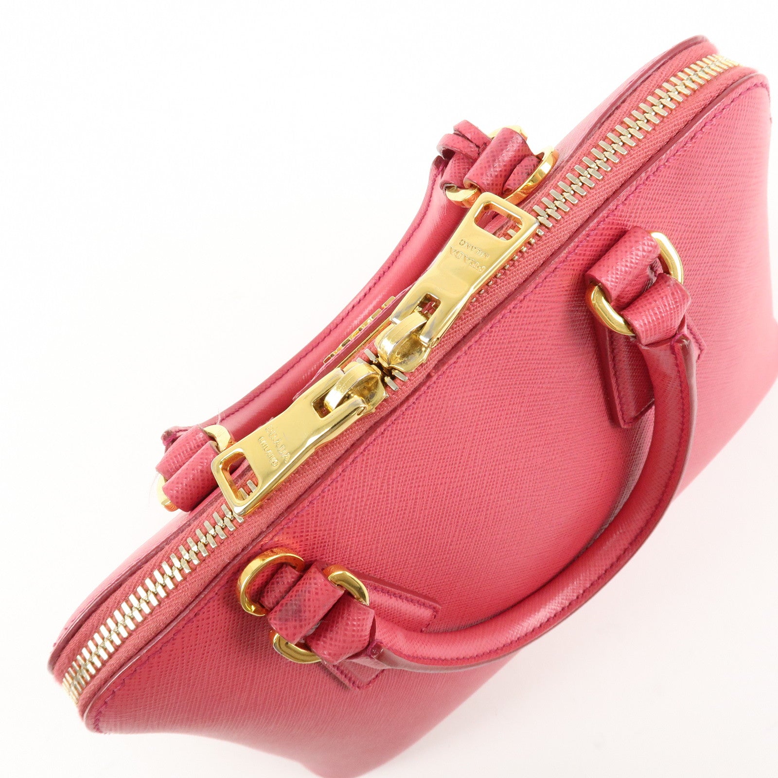 PRADA Promenade Small Saffiano Leather 2Way Bag Hand Bag Pink BL0838 Used