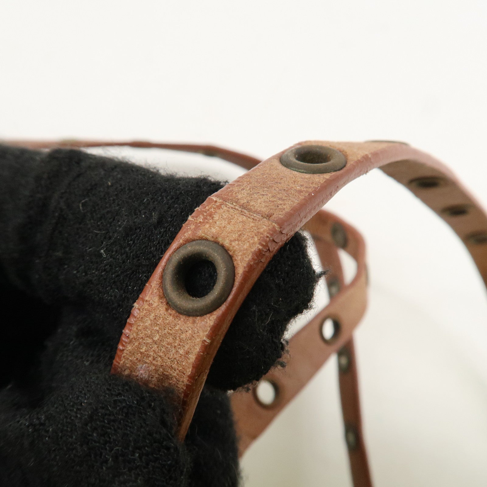 Christian Dior Trotter Canvas Leather Shoulder Bag Navy Brown Used