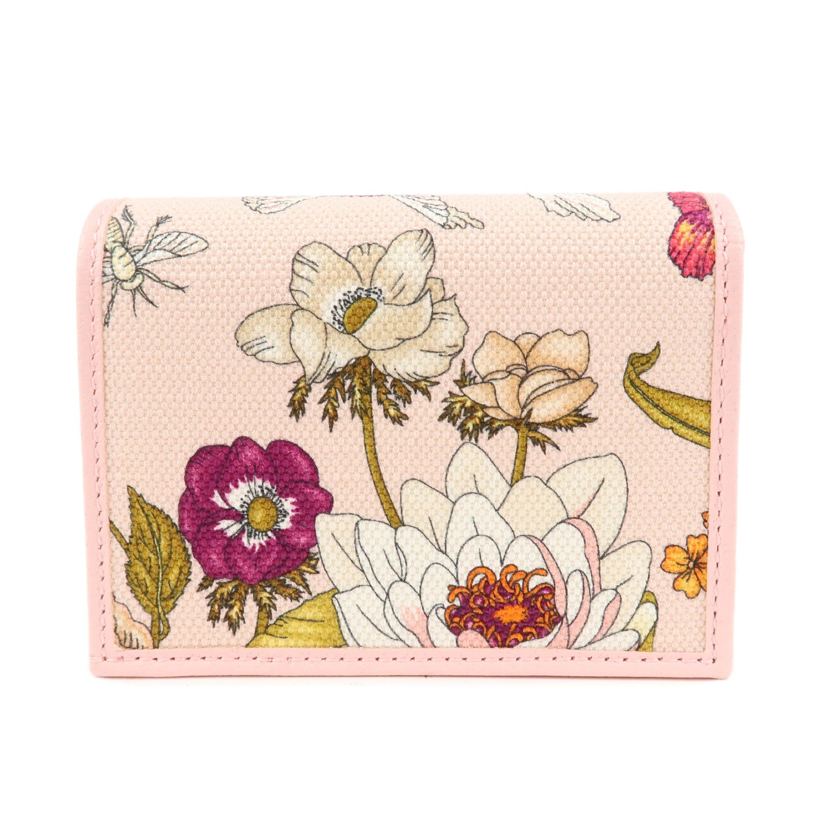 GUCCI GG Marmont Canvas Leather Japan Limited Flora Compact Wallet 577347 Used