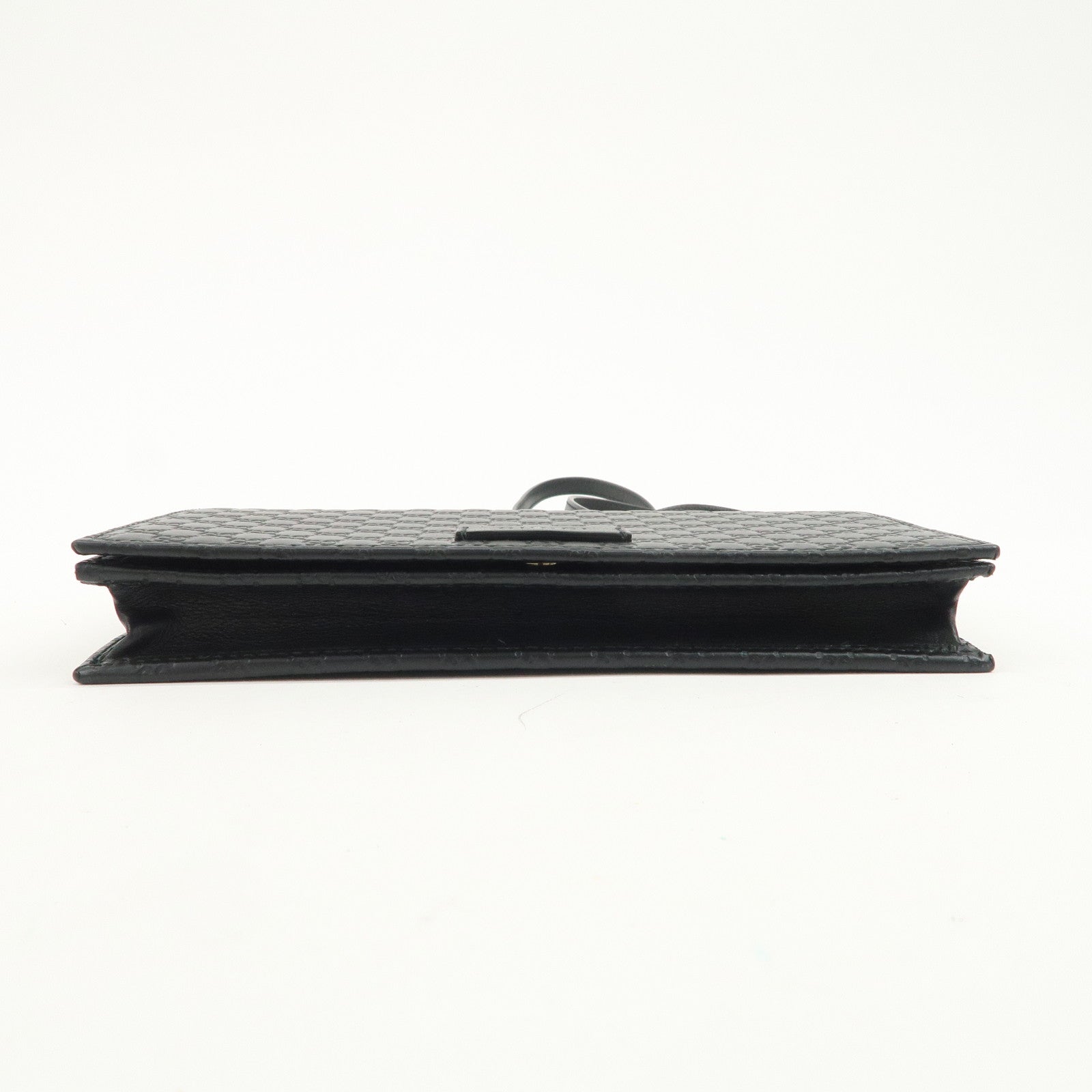 GUCCI Micro Guccissima Leather Shoulder Bag Wallet Bag Black 466507