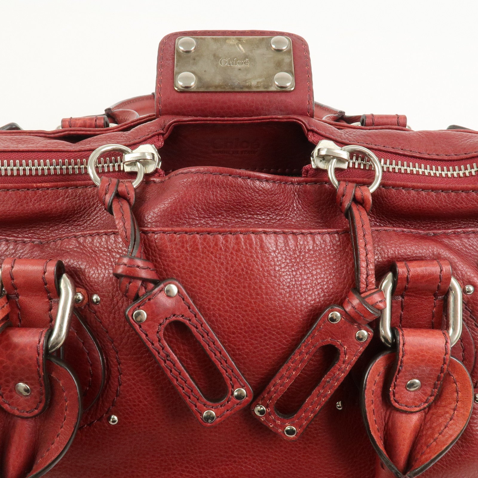 Chloe Paddington Leather Hand Bag Shoulder Bag Red