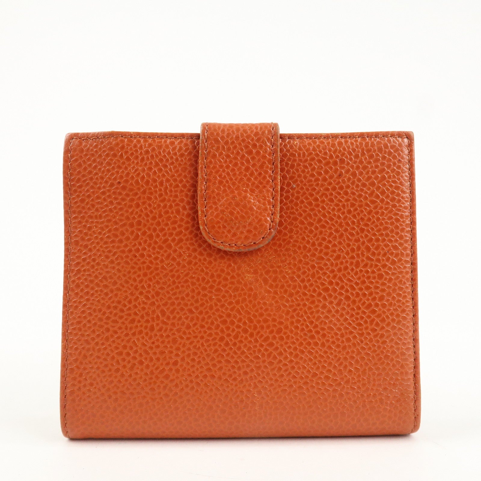 CHANEL COCO Mark Caviarskin Double Hook Bi-Fold Wallet A13496 Used