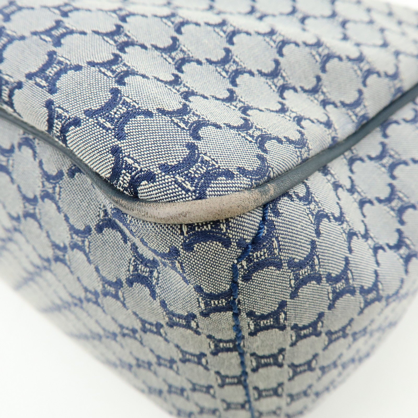 CELINE Macadam Canvas Leather Boogie Bag Hand Bag Navy