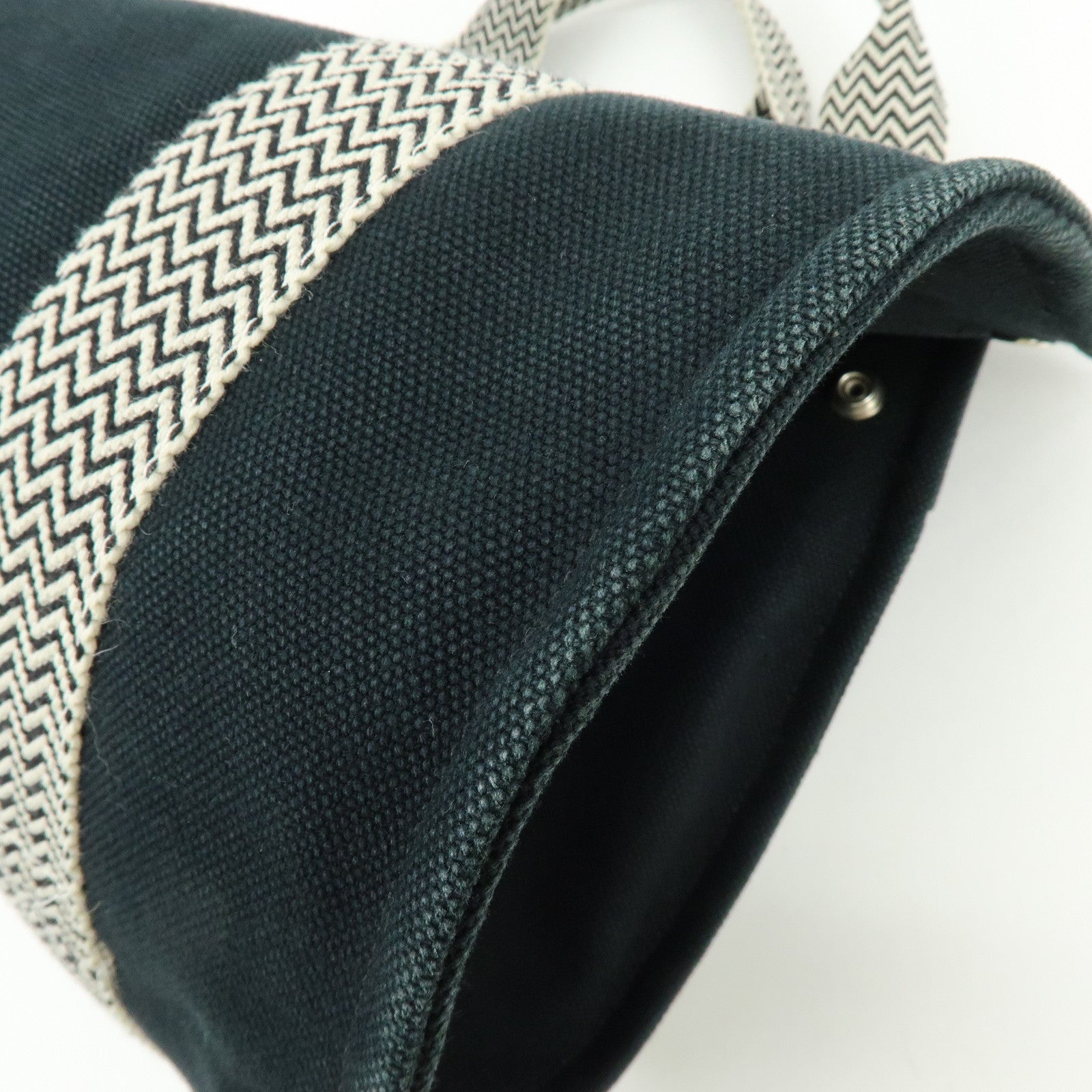 HERMES Cannes PM Canvas Tote Bag Hand Bag Black