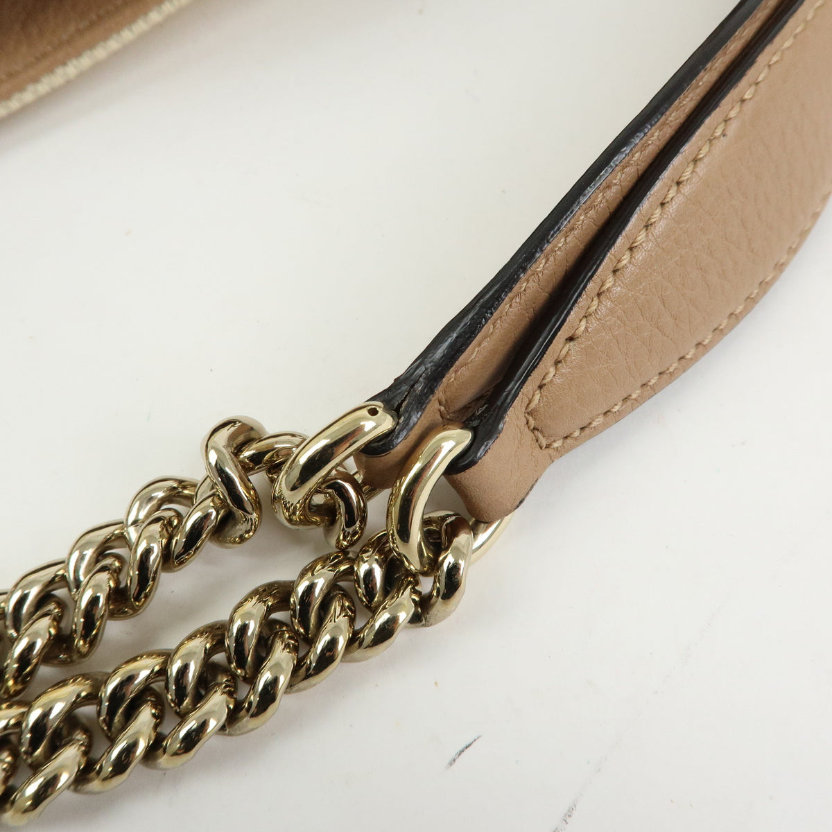 GUCCI SOHO Interlocking G Canvas Leather Chain Shoulder Bag 308982