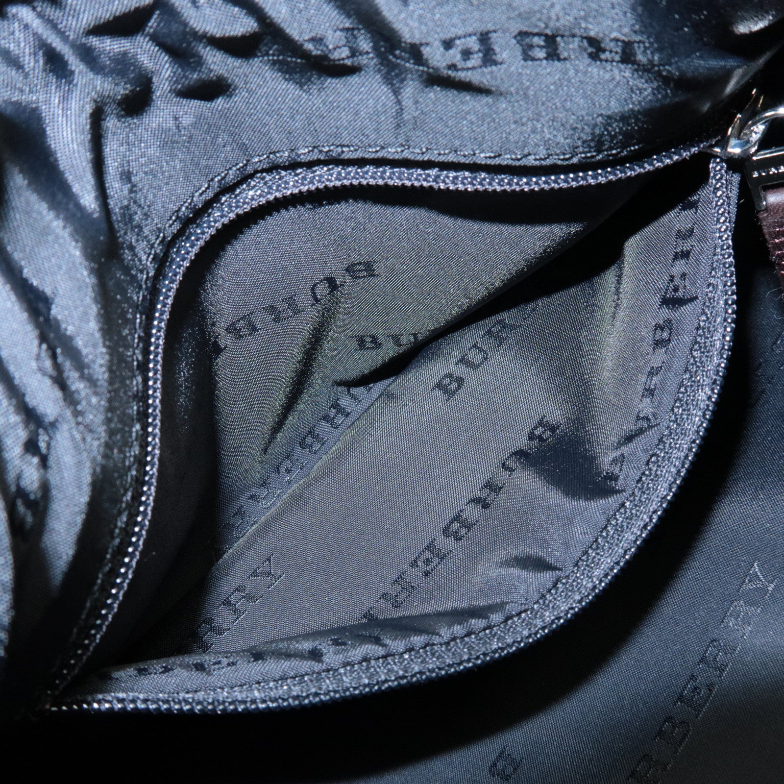 BURBERRY Leather Canvas Hand Bag Nova Plaid Beige Brown Used