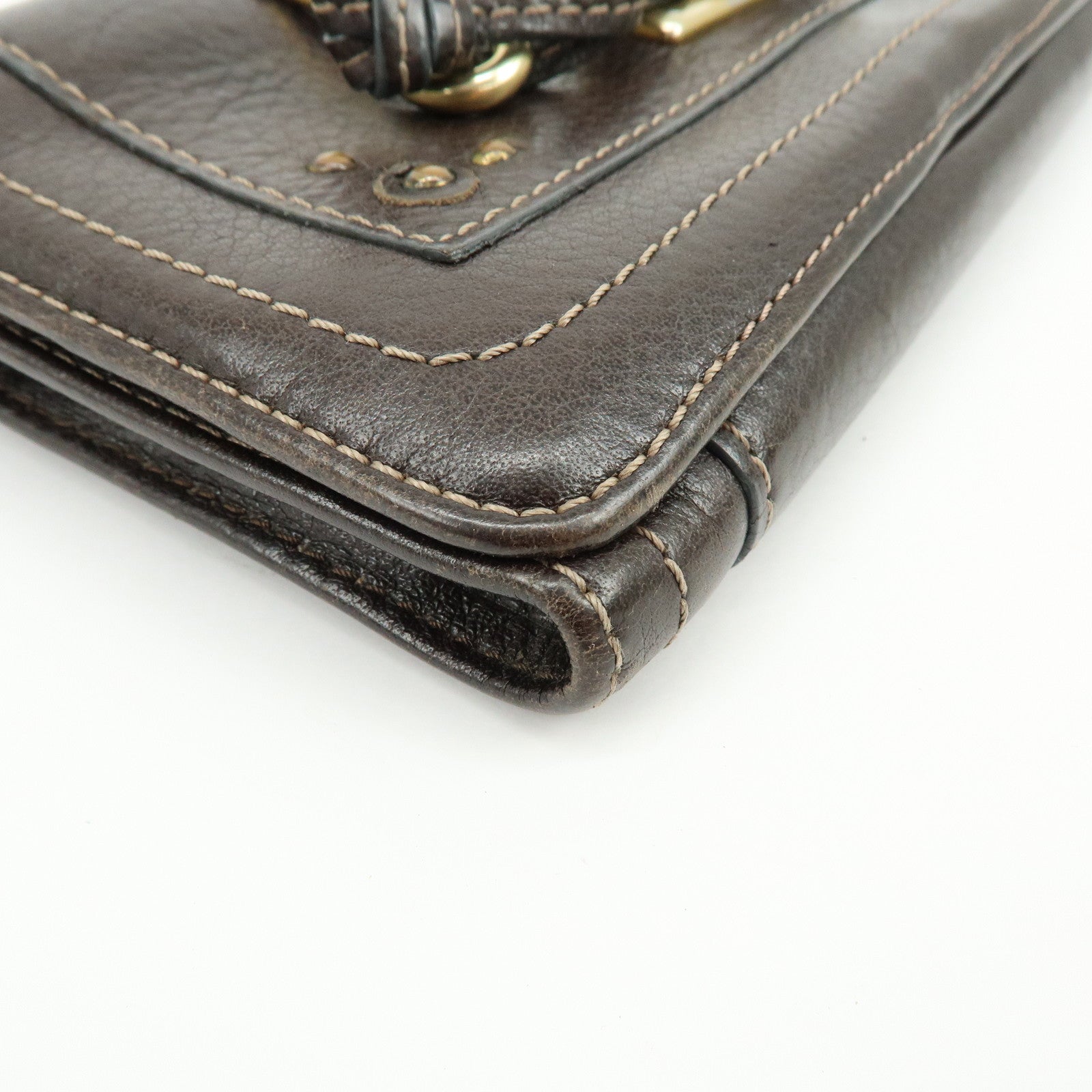 Chloe Paddington Leather Long Flap Wallet Dark Brown