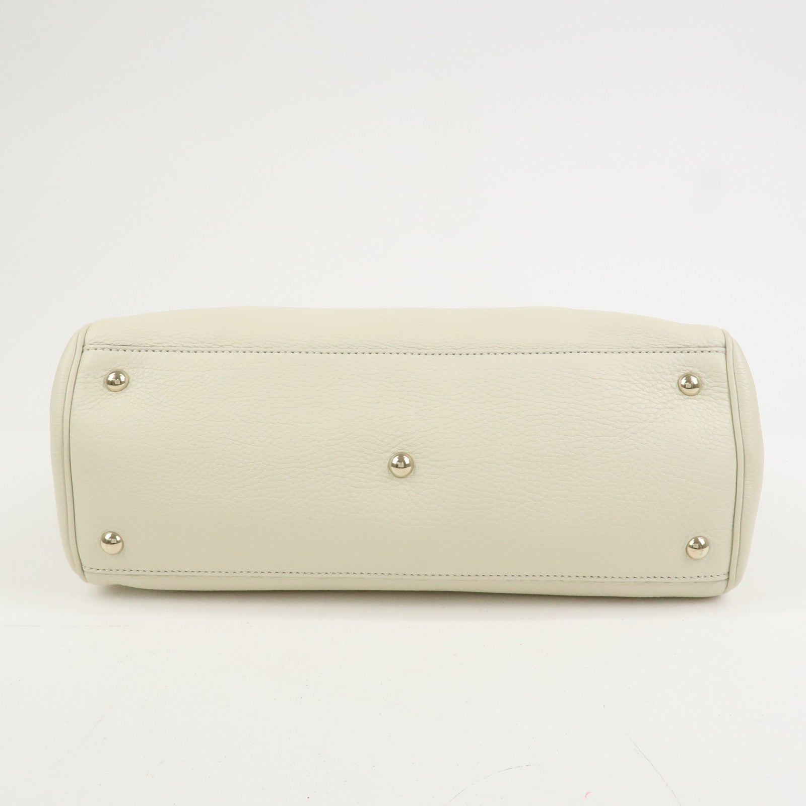 GUCCI Bamboo Leather Shopper Medium 2Way Shoulder Bag Ivory 323660
