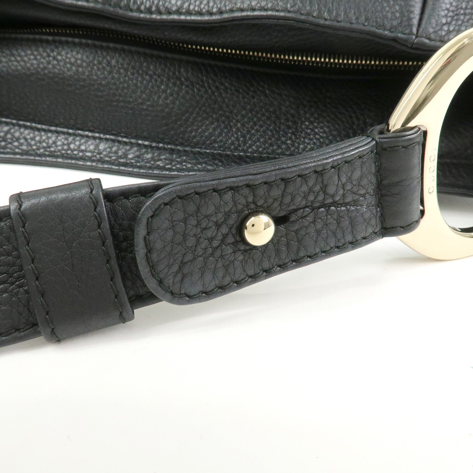 GUCCI Greenwich Logo Leather Shoulder Bag Hand Bag Black 257050