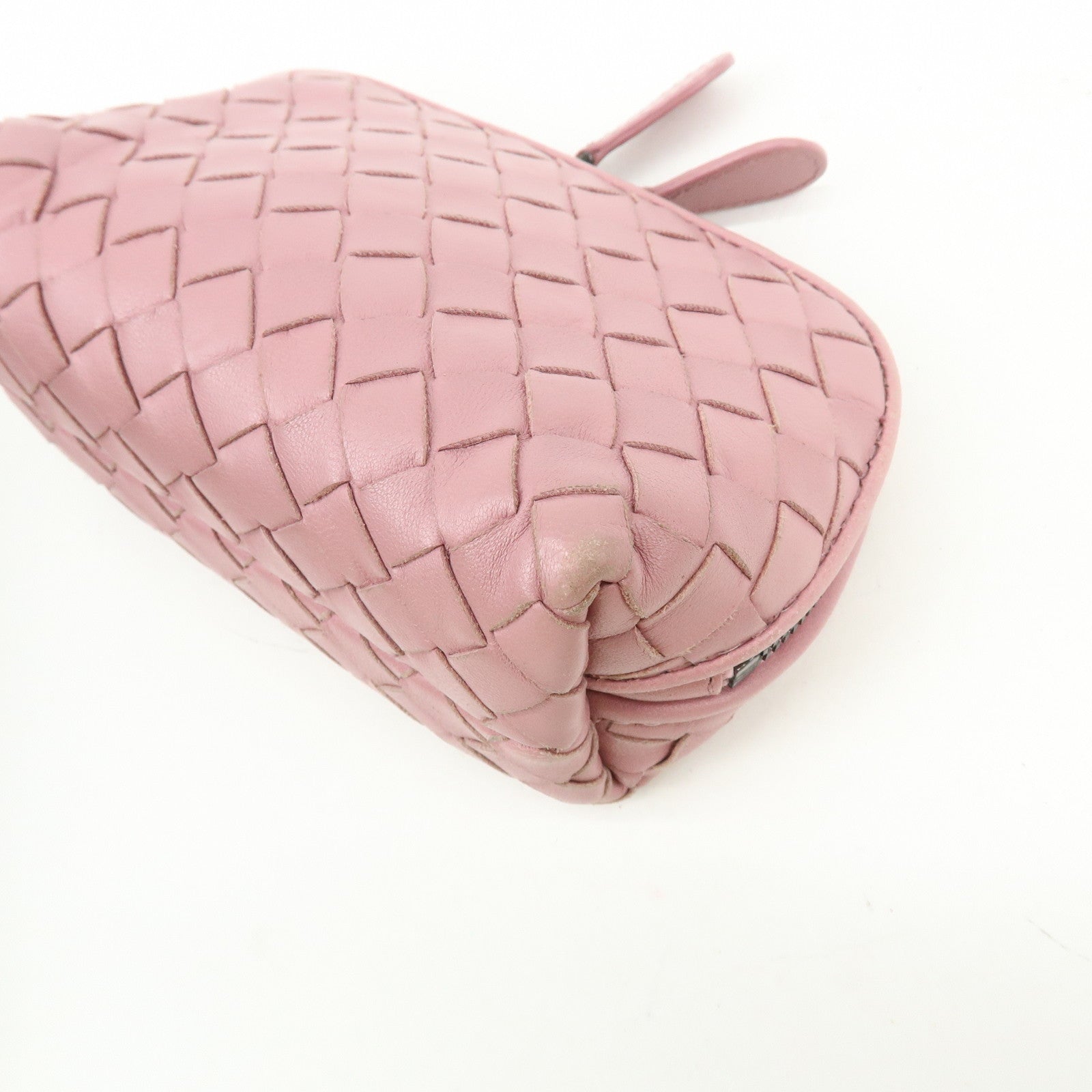 BOTTEGA VENETA Intrecciato Leather Pouch Cosmetic Pouch Pink
