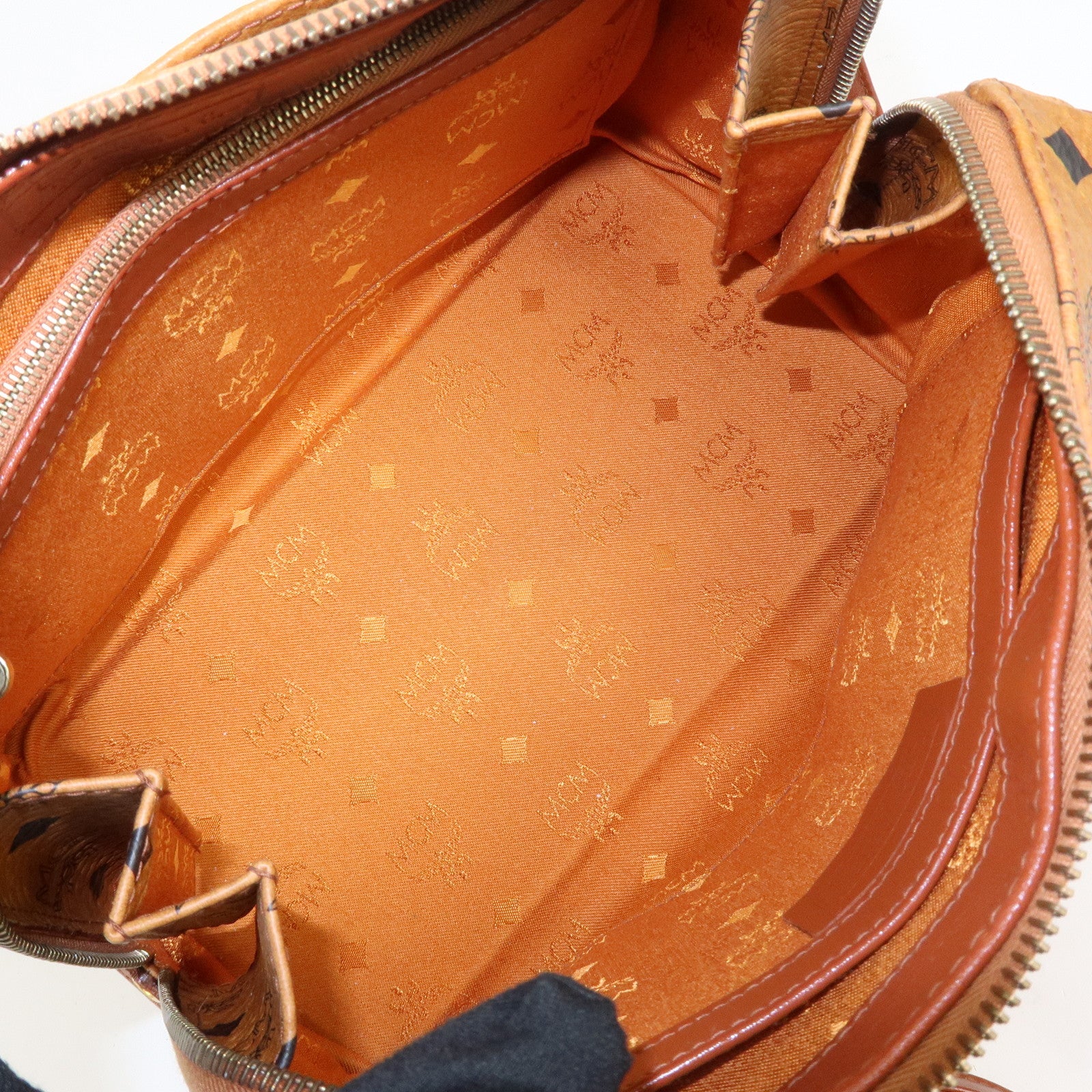 MCM Visetos Leather 2Way Bag Boston Bag Cognac