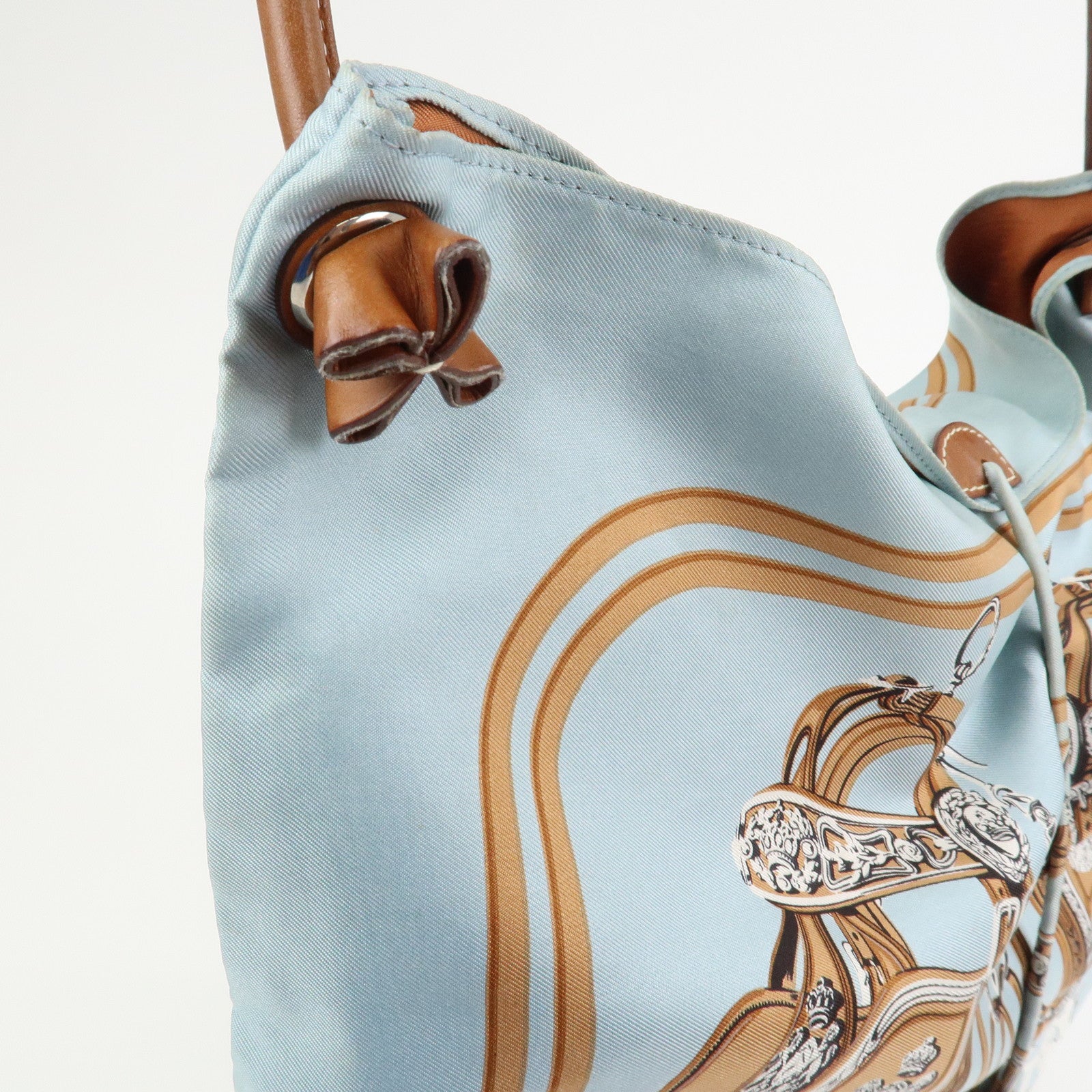 HERMES Silky City MM Canvas Leather Shoulder Bag BRIDES de GALA