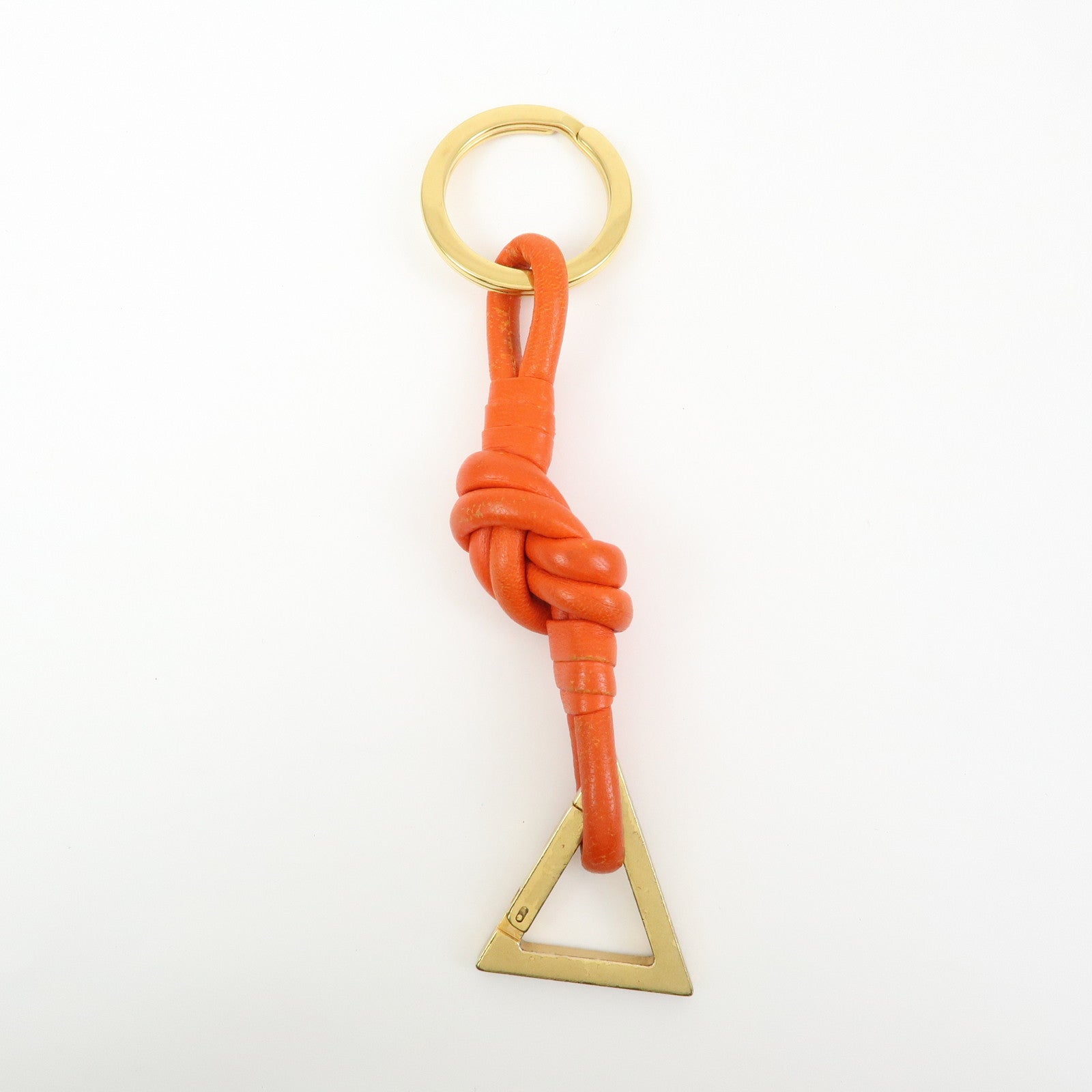 BOTTEGA VENETA Leather Metal Bag Charm Orange Gold