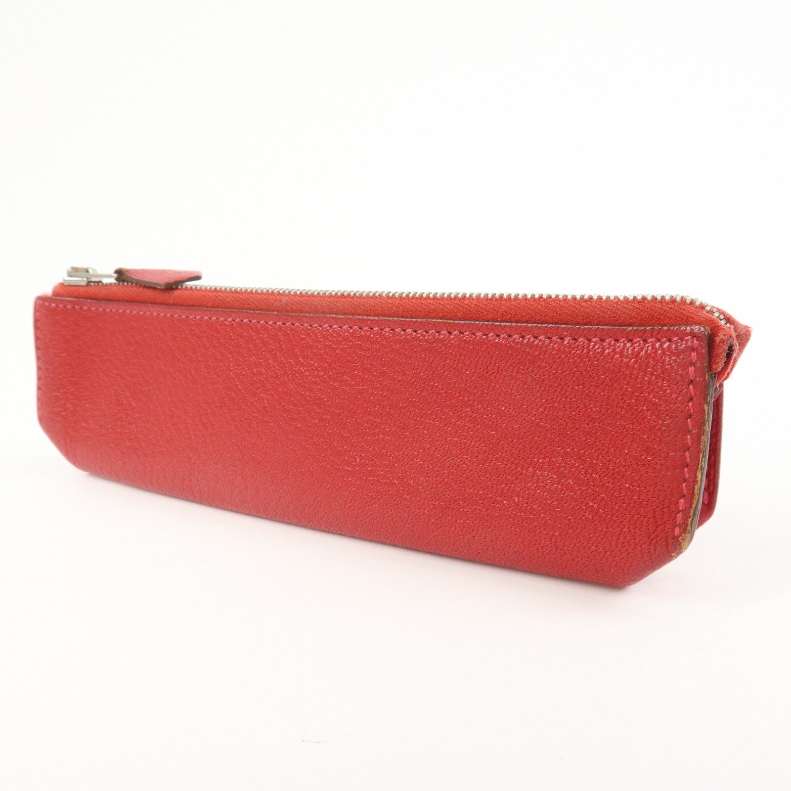 HERMES Piccolo Chevre Leather Pen Case Red