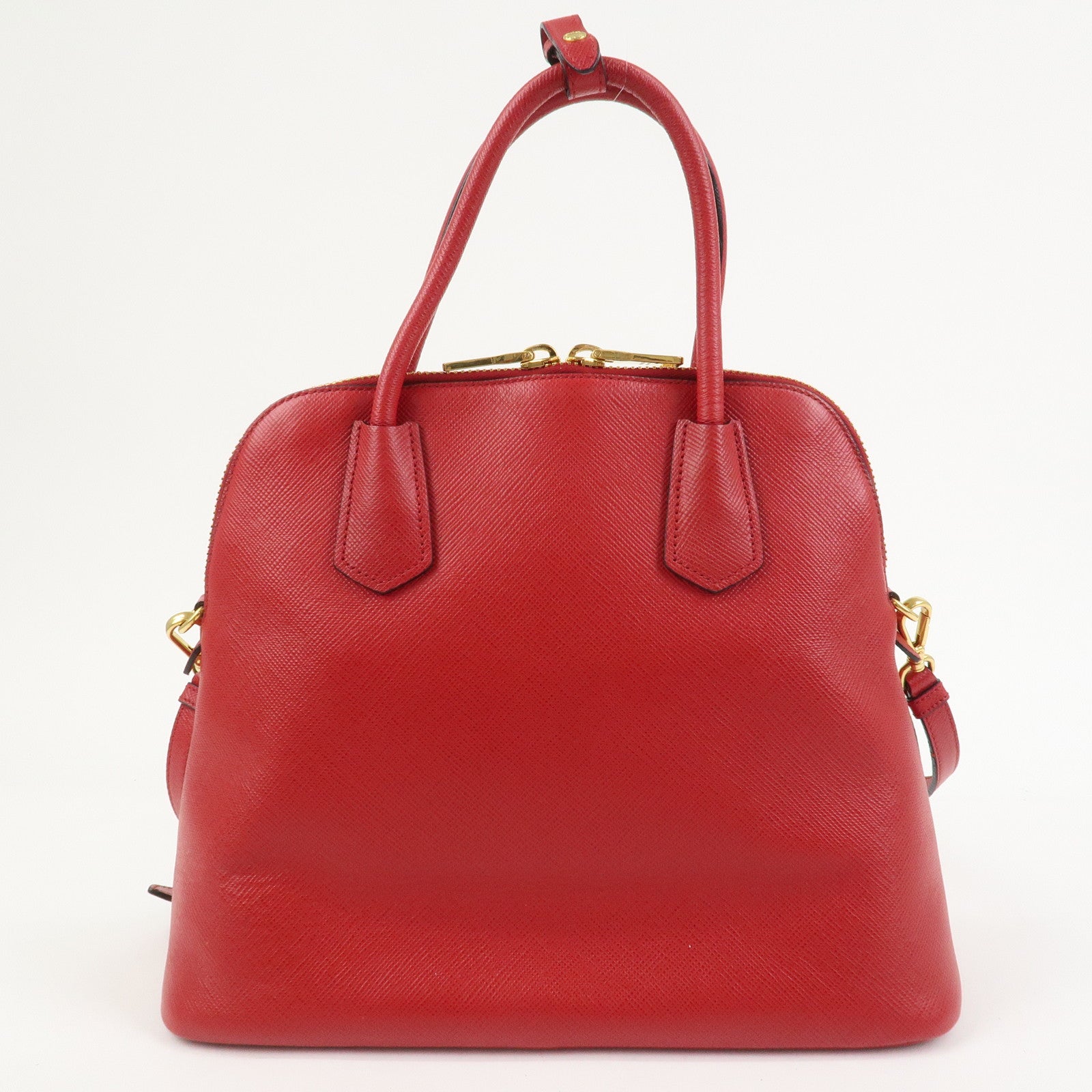 PRADA Logo Saffiano Leather 2Way Hand Bag Shoulder Bag Red BL0907
