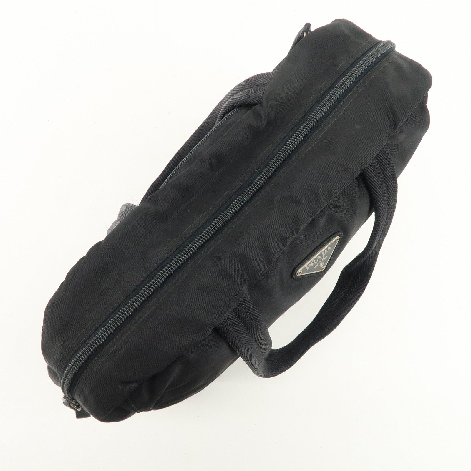 PRADA Triangle Logo Nylon Tote Bag Shoulder Bag Hand Bag Black