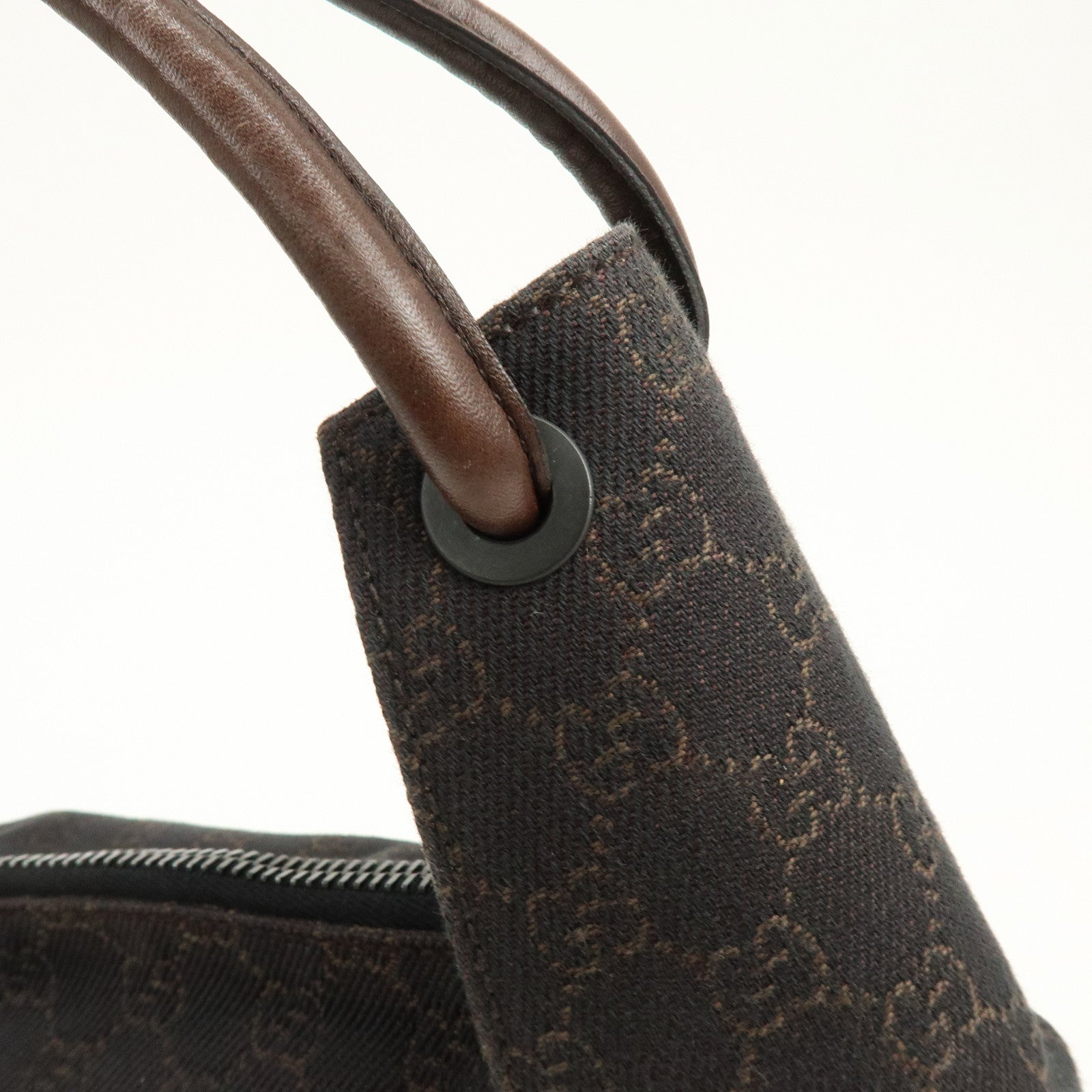 GUCCI GG Denim Leather Shoulder Bag Hand Bag Dark Brown 101292