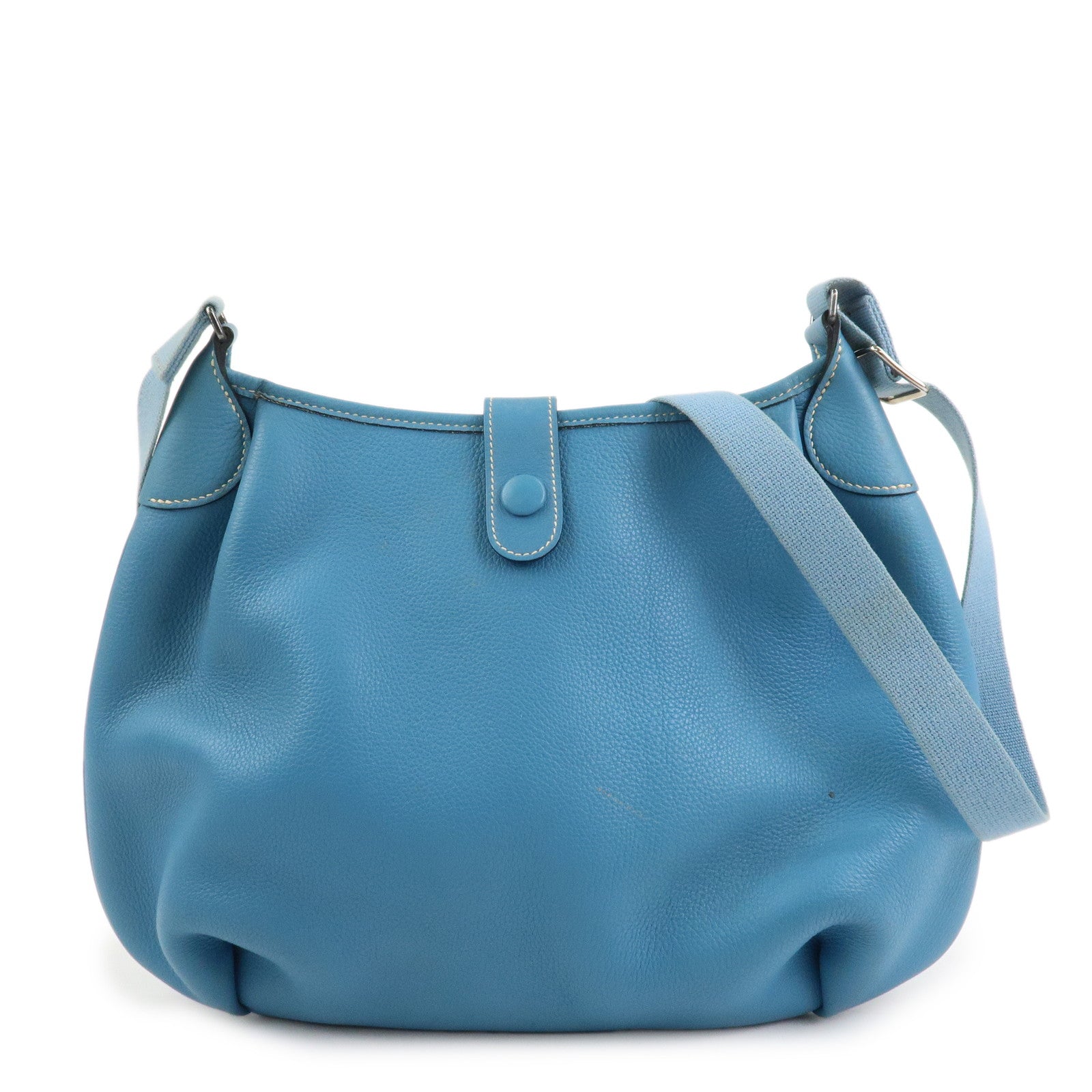 HERMES Leather Rodeo Du Shoulder Bag H Logo Light Blue