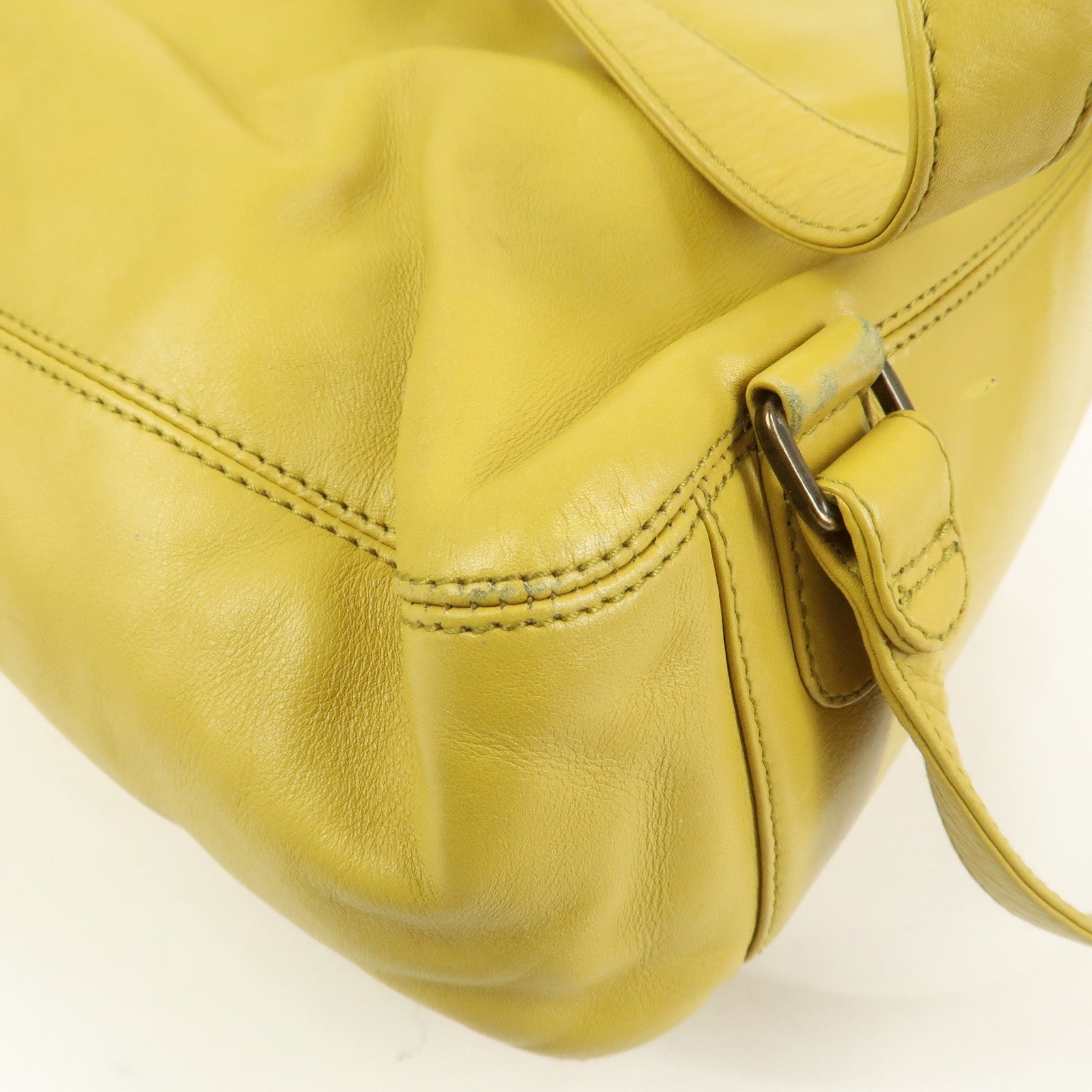 CHANEL COCO Mark Lamb Skin Back Pack Ruck Suck Yellow