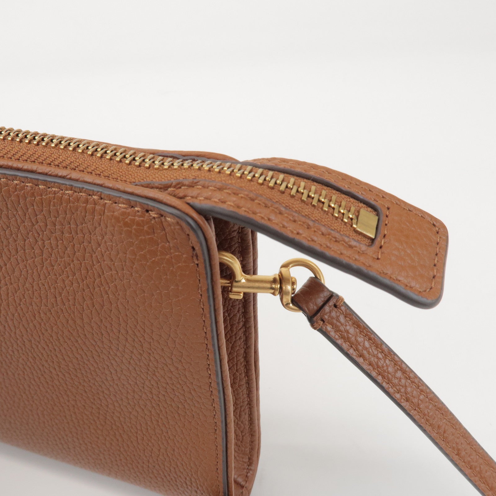 TORY BURCH Double T Leather Shoulder Bag Crossbody Bag Brown