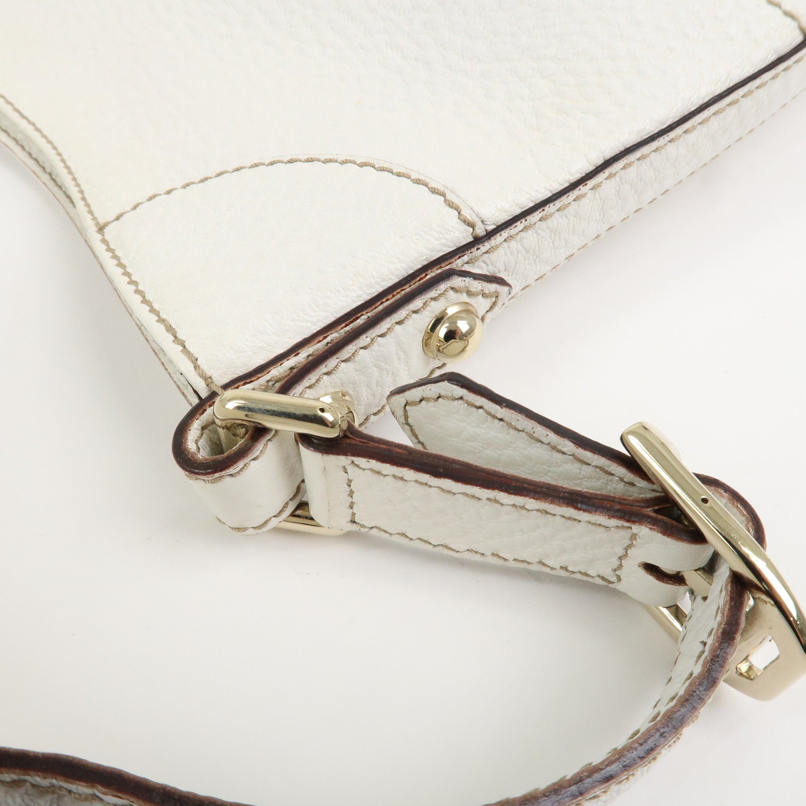 GUCCI Horsebit Leather Shoulder Bag Hand Bag White 137388