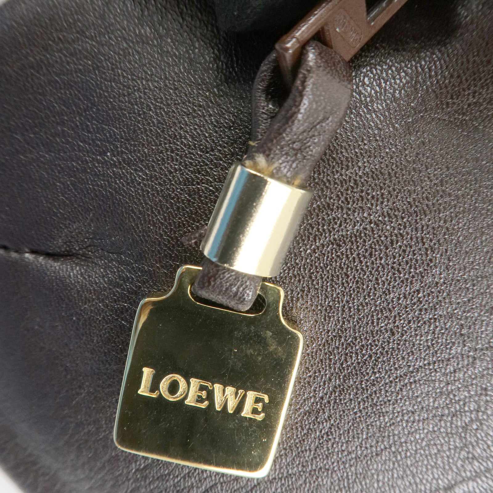 LOEWE Anagram Leather Suede Tote Bag Hand Bag Brown Beige