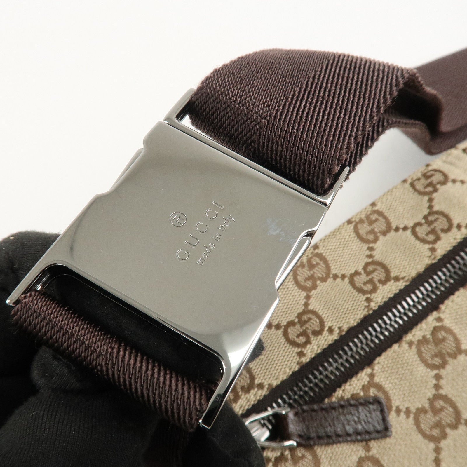 GUCCI GG Canvas Leather Waist Bag Crossbody Bag Beige Brown 28566 Used