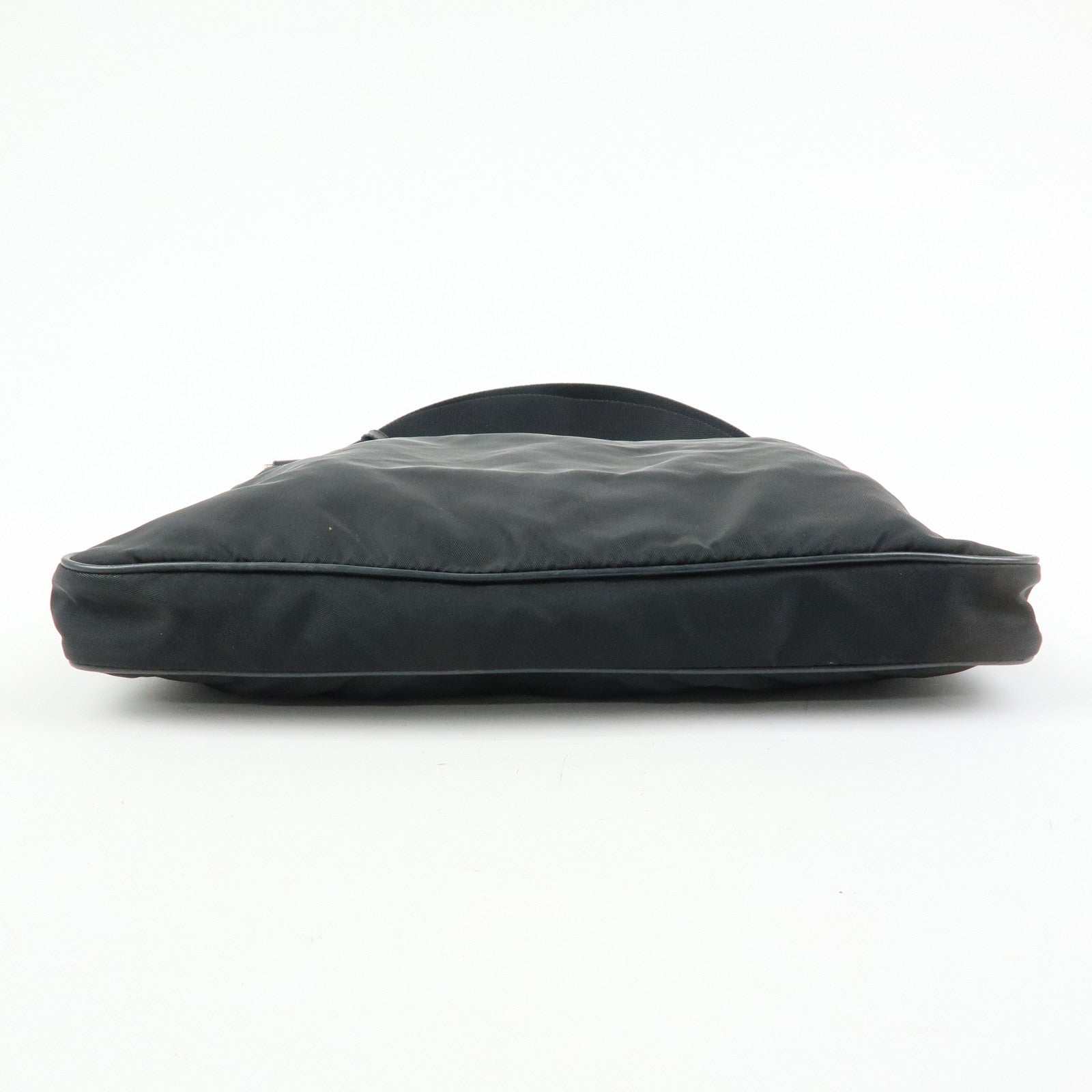 PRADA Triangle Logo Nylon Saffiano Leather Shoulder Bag Black