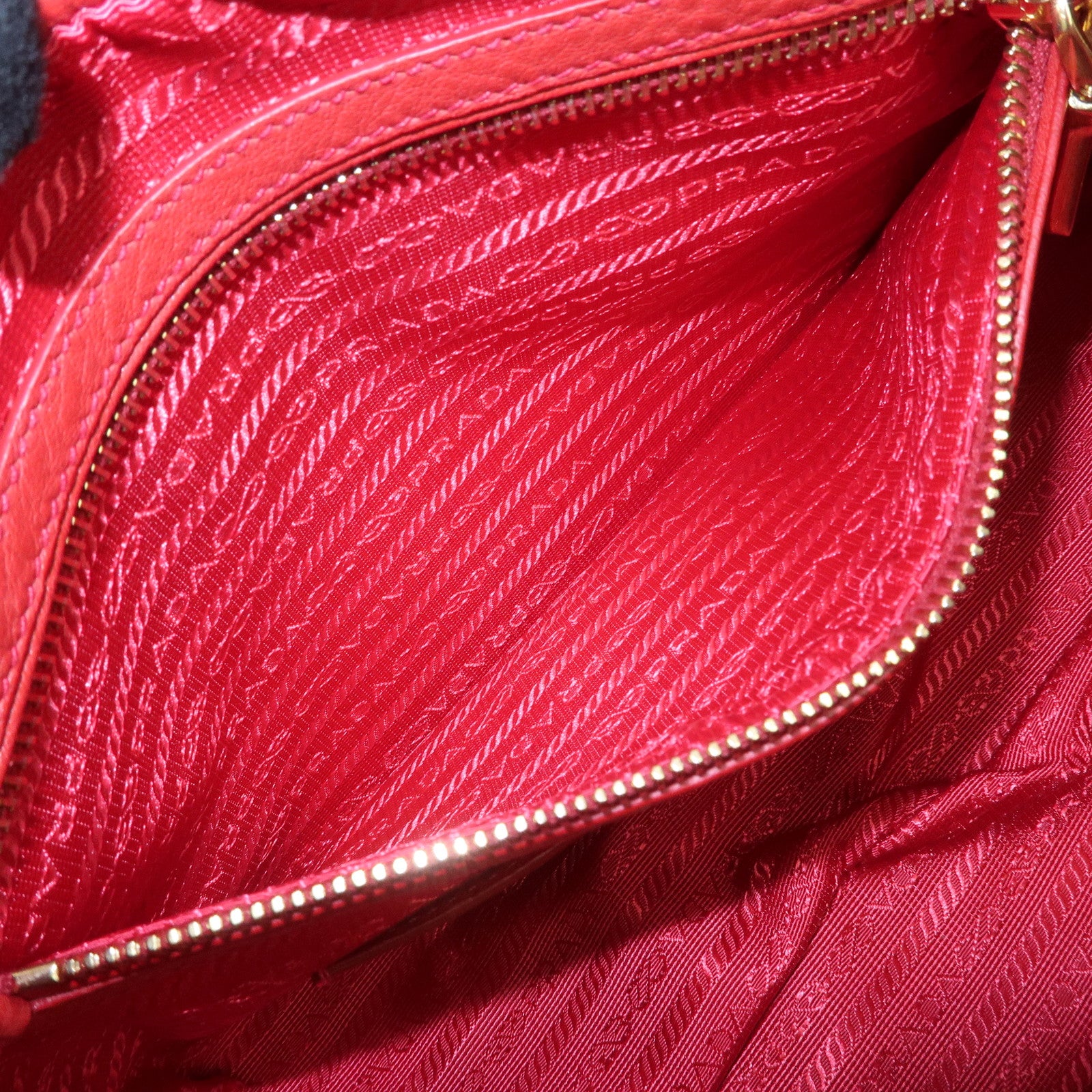 PRADA Logo Leather 2Way Bag Hand Bag Shoulder Bag Red BL0867