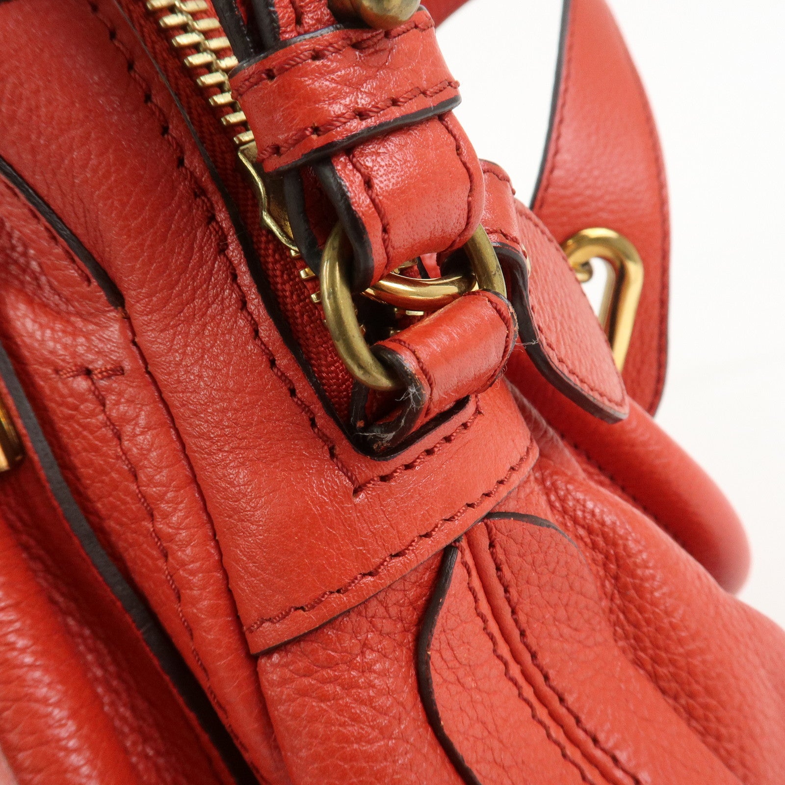 Chloe Paraty Leather 2Way Bag Shoulder Bag Hand Bag Red 031157