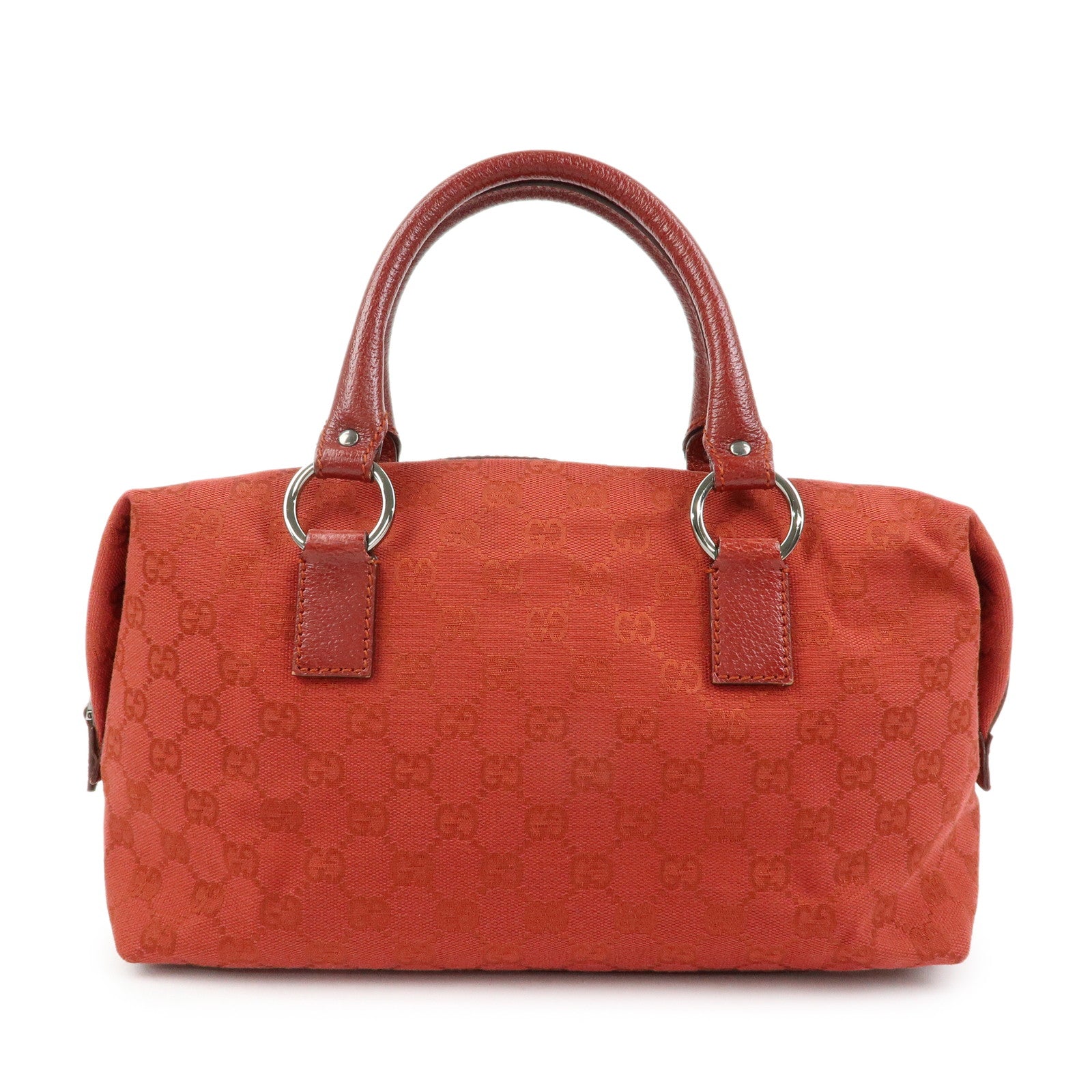 GUCCI GG Canvas Leather Hand Bag Tote Bag Red 113009