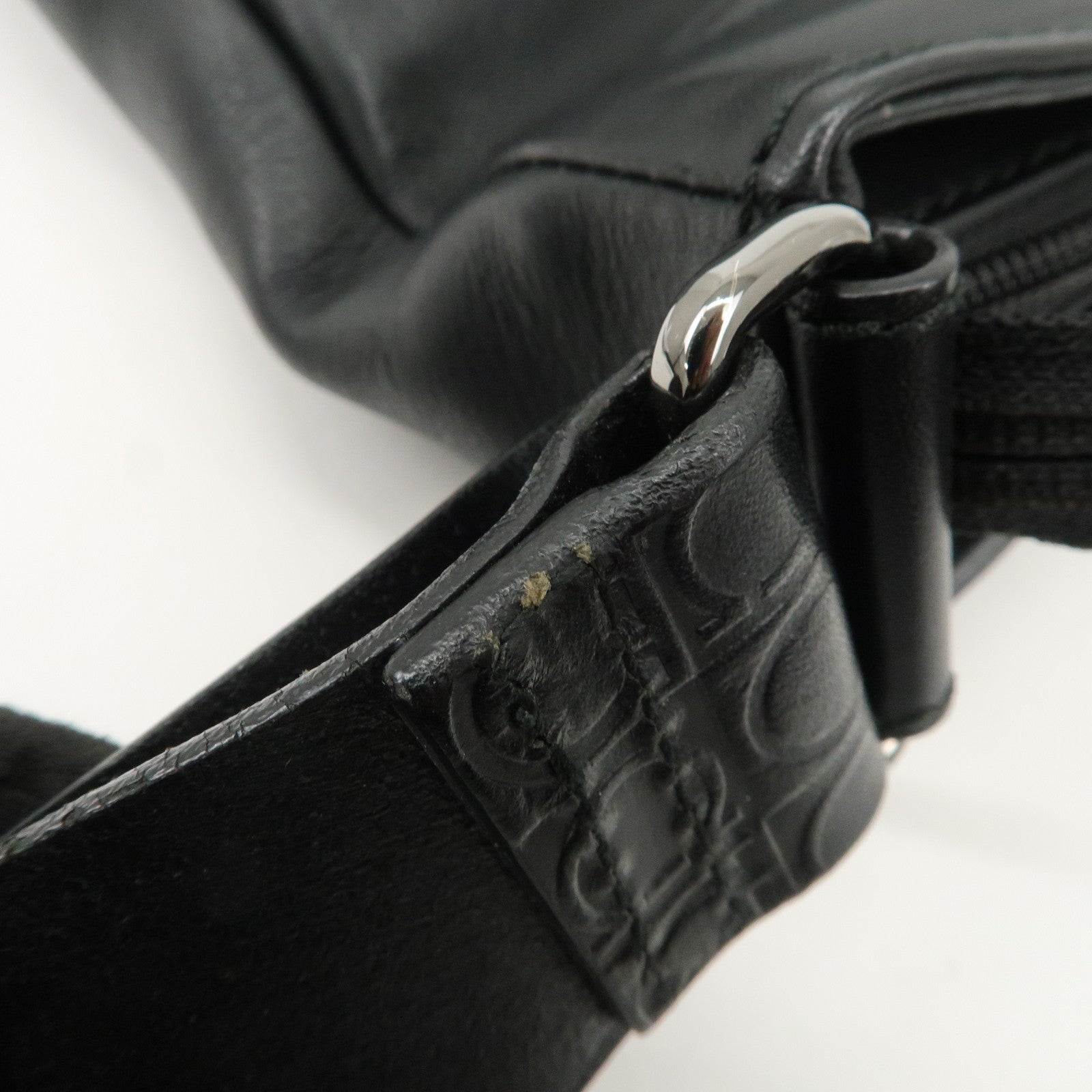 Ferragamo Gancini Leather Shoulder Bag Crossbody Bag Black