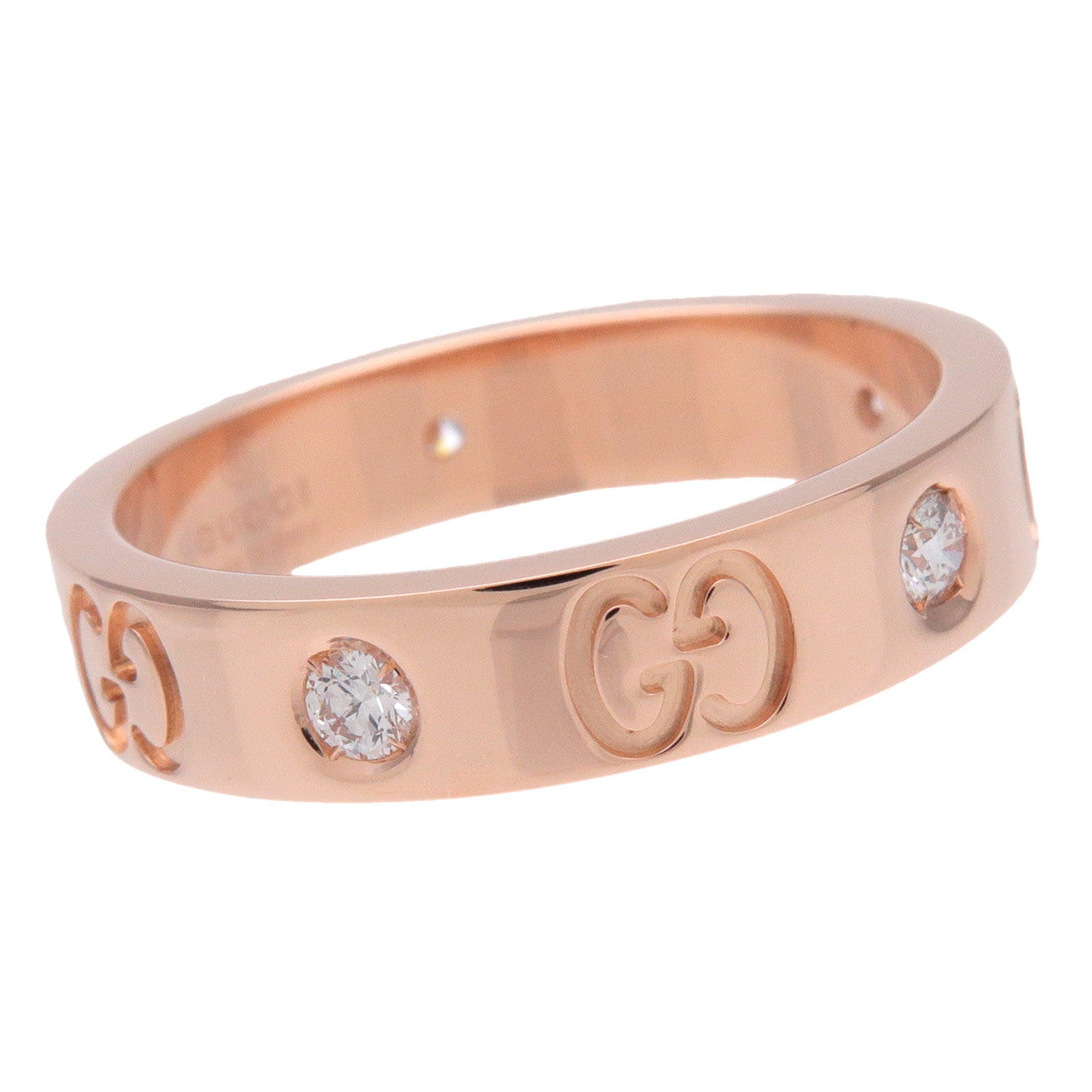 GUCCI Icon 5P Diamond Ring K18 750PG Rose Gold #10 US5 EU50 HK11
