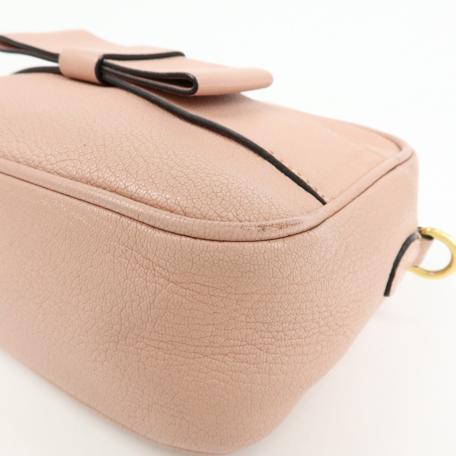 MIU MIU Leather Ribbon Shoulder Bag Crossbody Pink