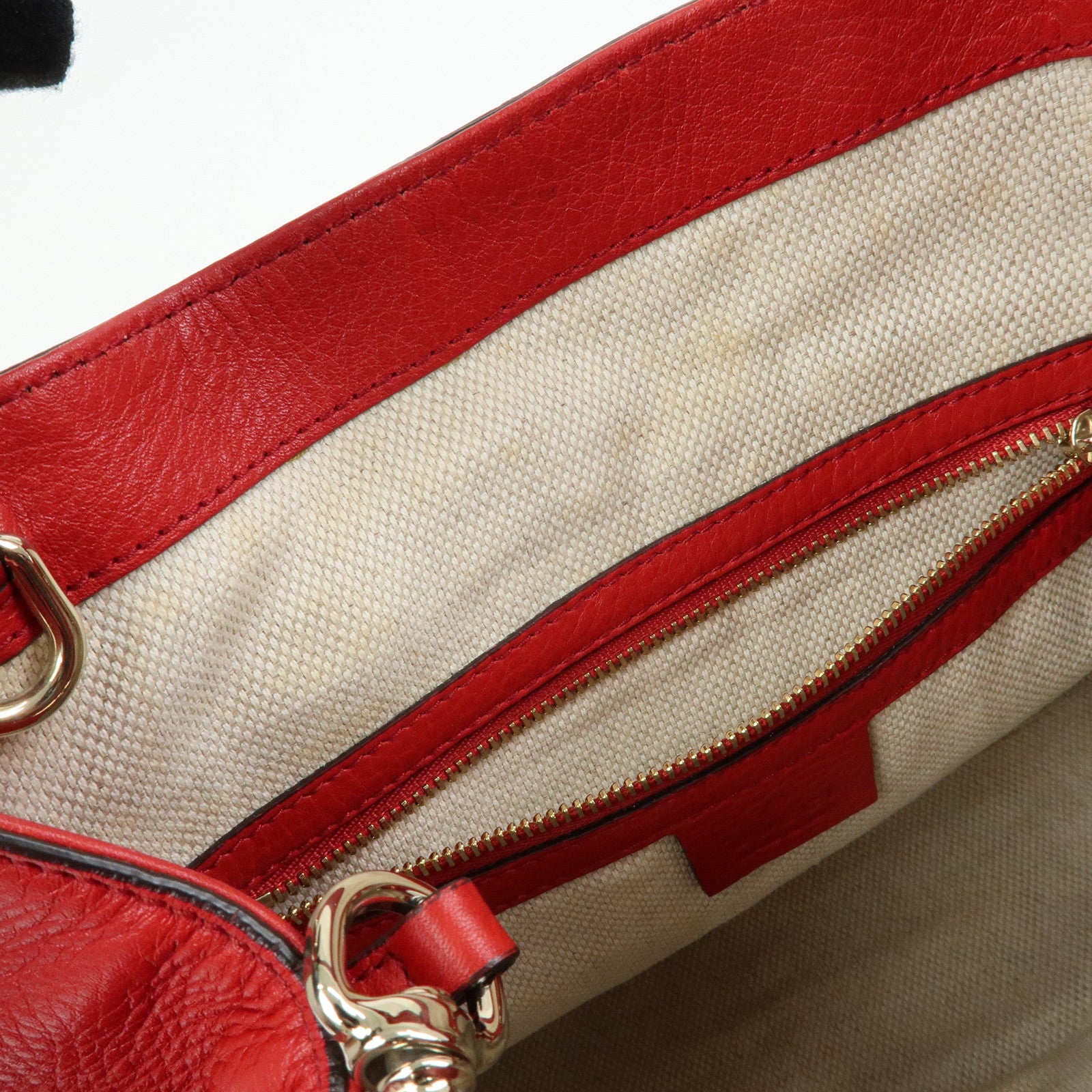 GUCCI SOHO Interlocking G Leather 2Way Bag Hand Bag Red 336751